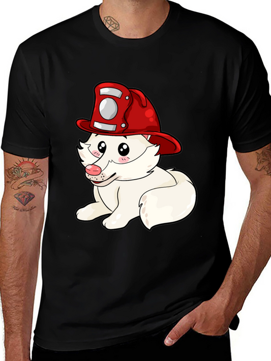 Firefighter Puppy T-Shirt - Cute Cartoon Dog Tee