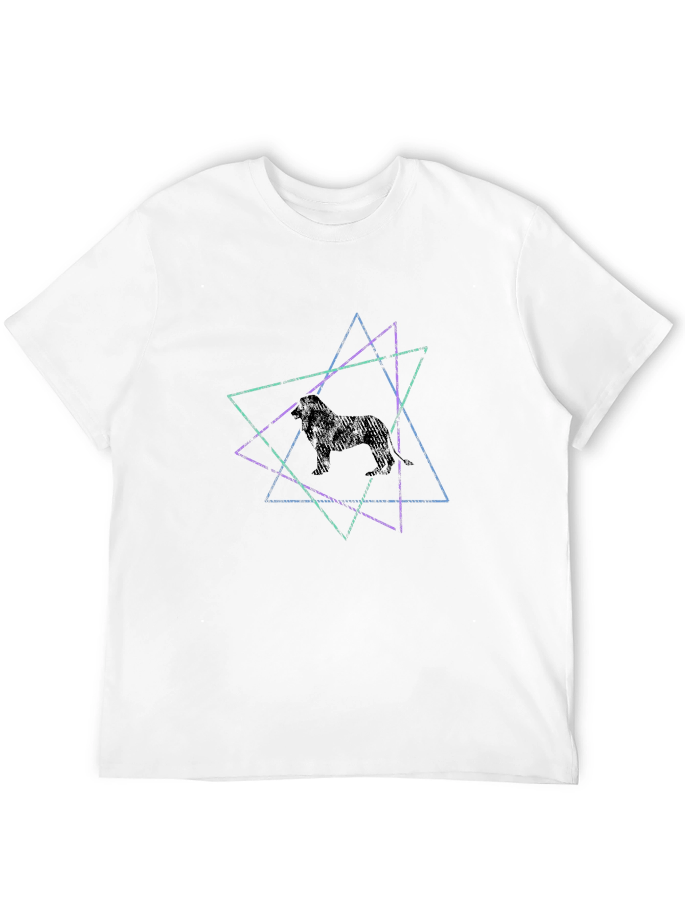 Geometric Lion Graphic Tee - Trendy Casual Style