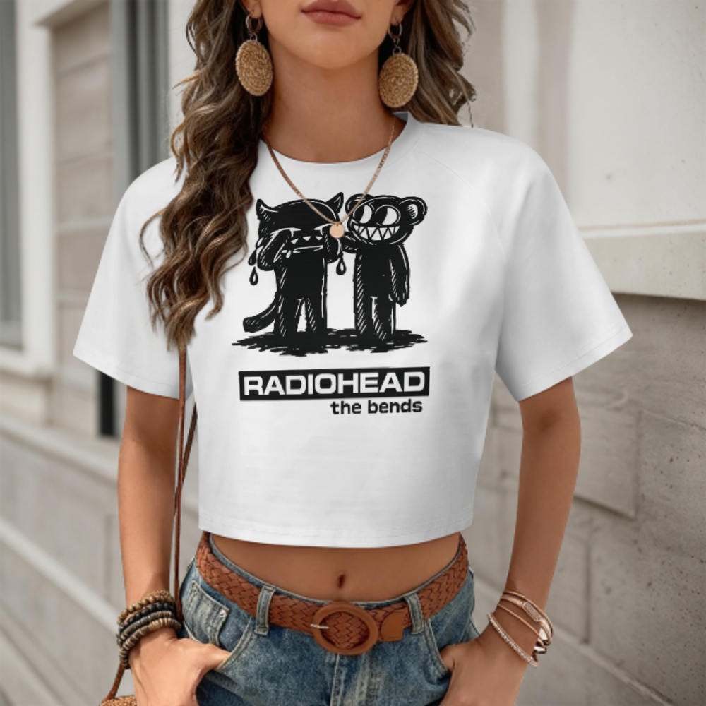 Vintage Alternative Music Graphic Tee, Retro Indie Rock Inspired Shirt, Moody Cartoon Art Top, Grunge Aesthetic Apparel, Dark Streetwear Women’s T-Shirt(z489)