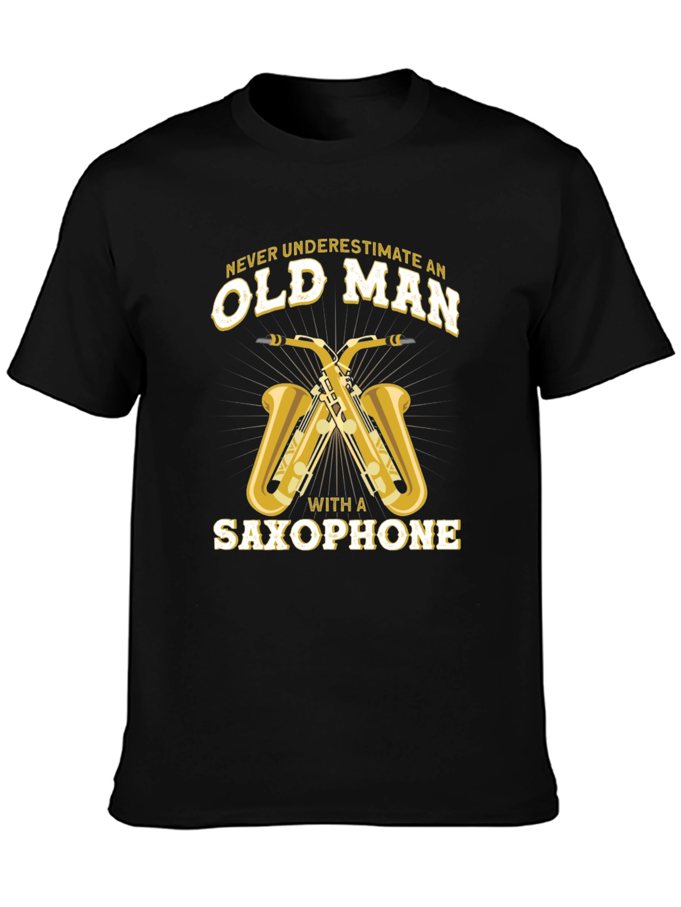 Old Man Saxophone Black Graphic Tee