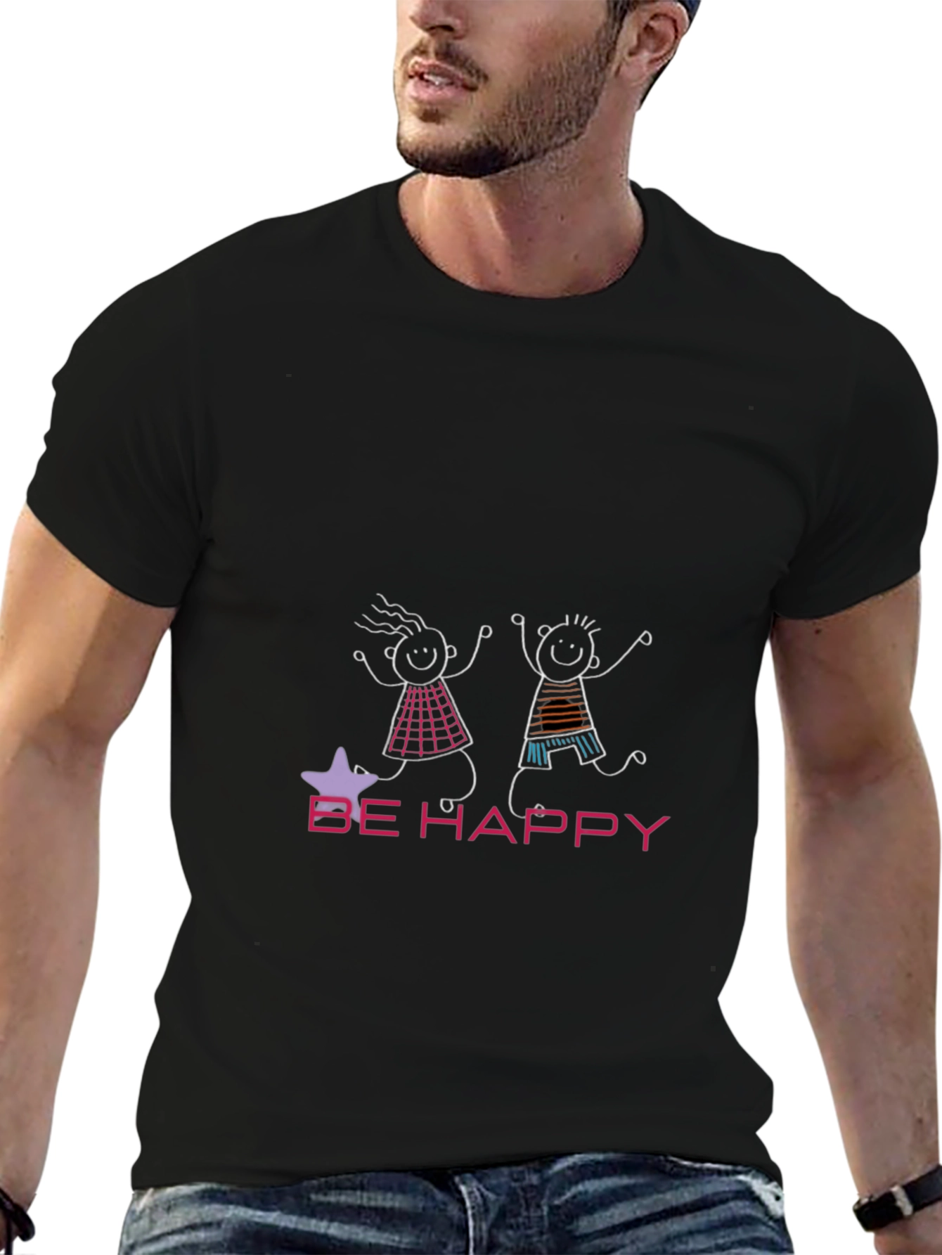 Be Happy Graphic Tee - Fun Unisex T-Shirt