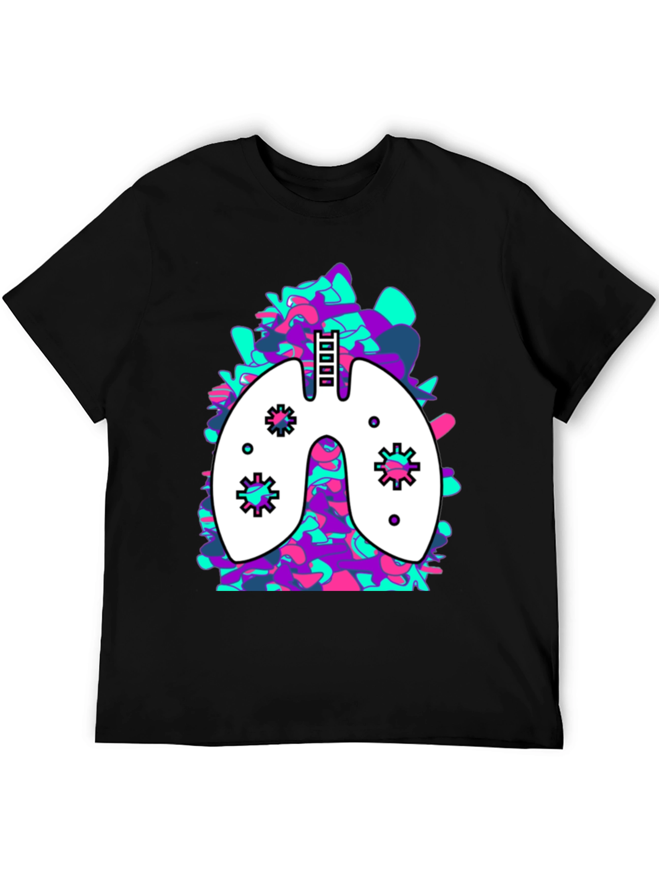 Lung Art Black T-Shirt: Abstract Organ Tee