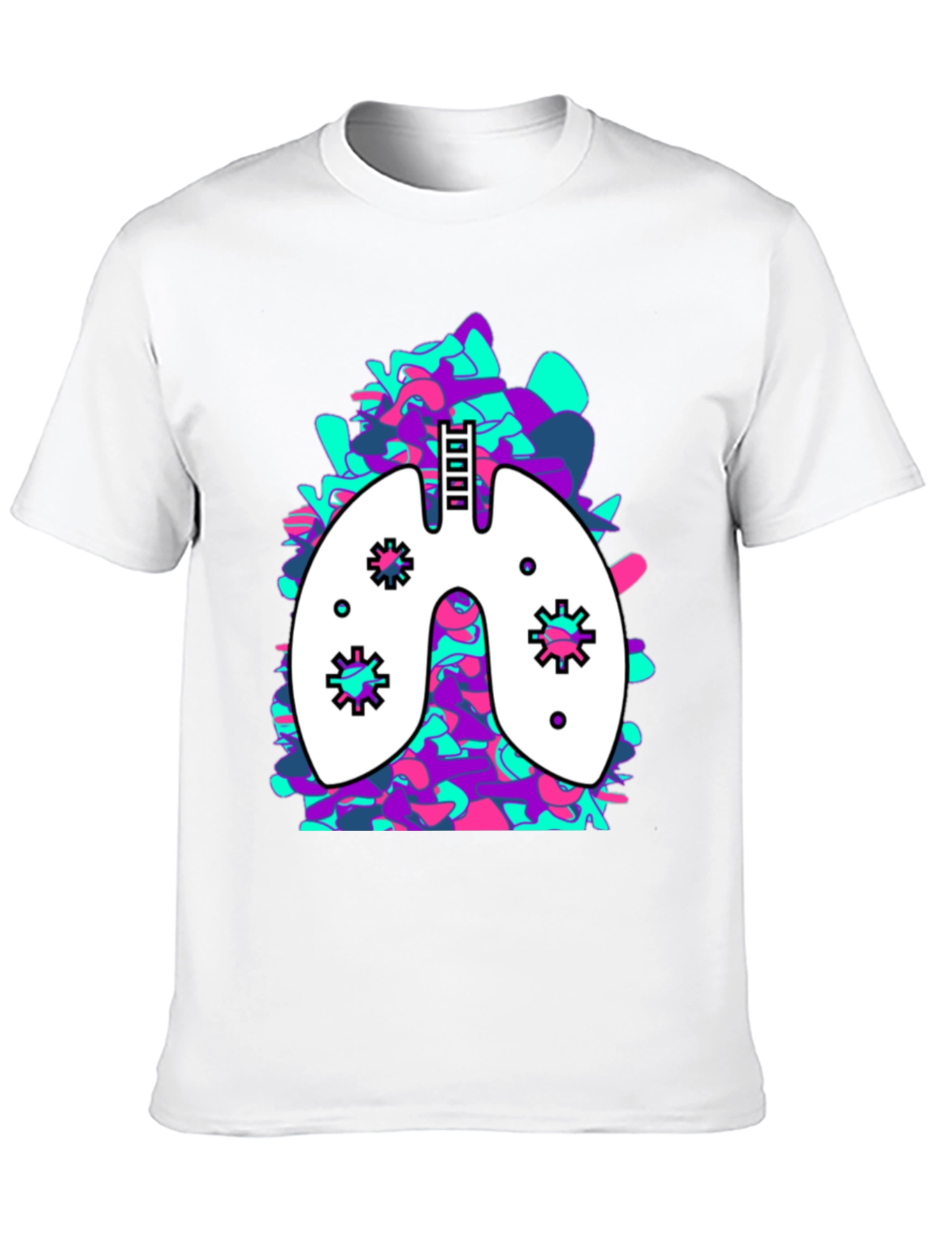 Lung Art Black T-Shirt: Abstract Organ Tee