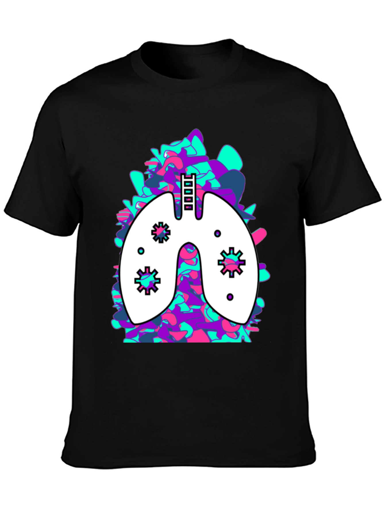 Lung Art Black T-Shirt: Abstract Organ Tee