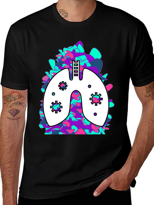 Lung Art Black T-Shirt: Abstract Organ Tee