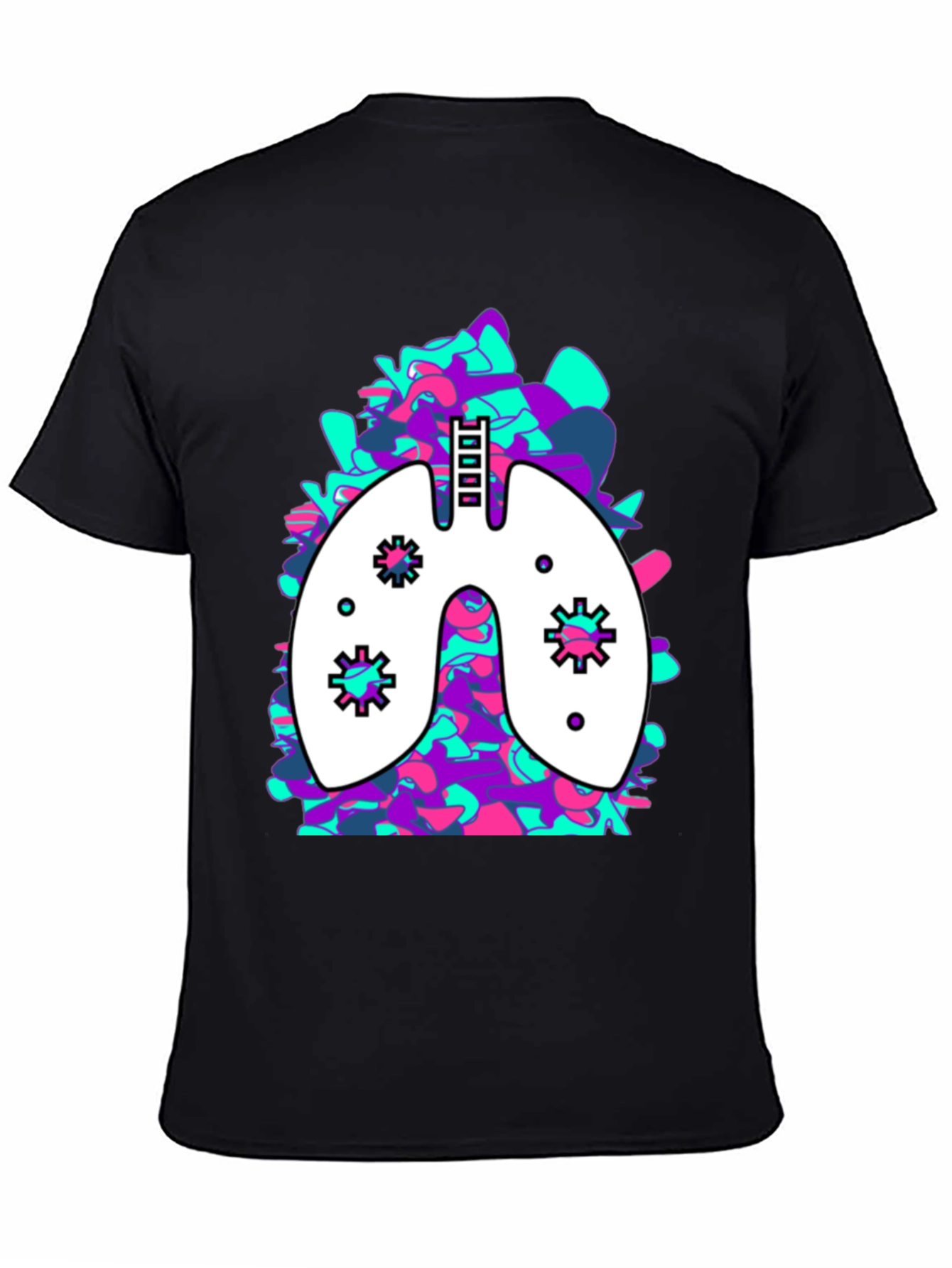 Lung Art Black T-Shirt: Abstract Organ Tee