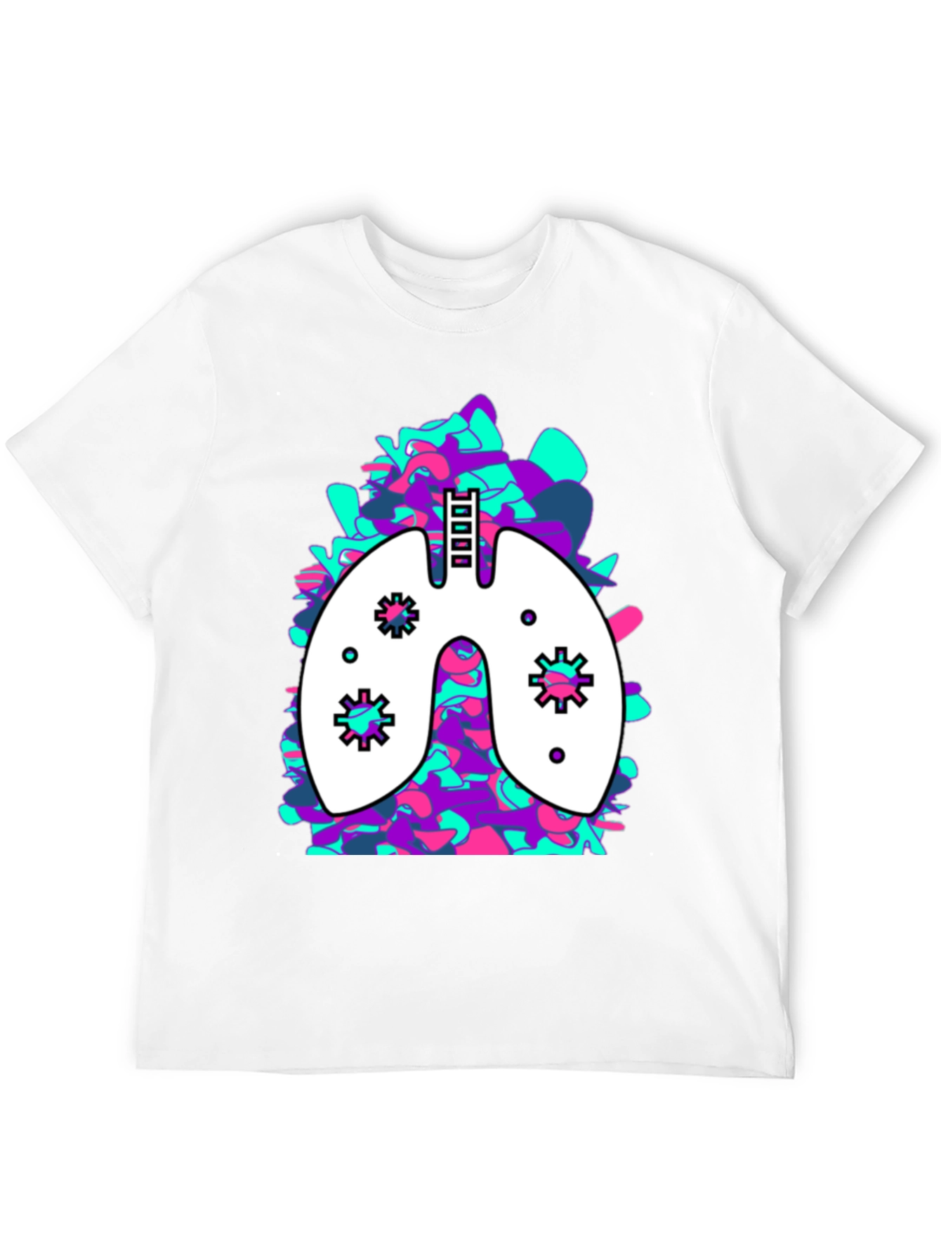 Lung Art Black T-Shirt: Abstract Organ Tee