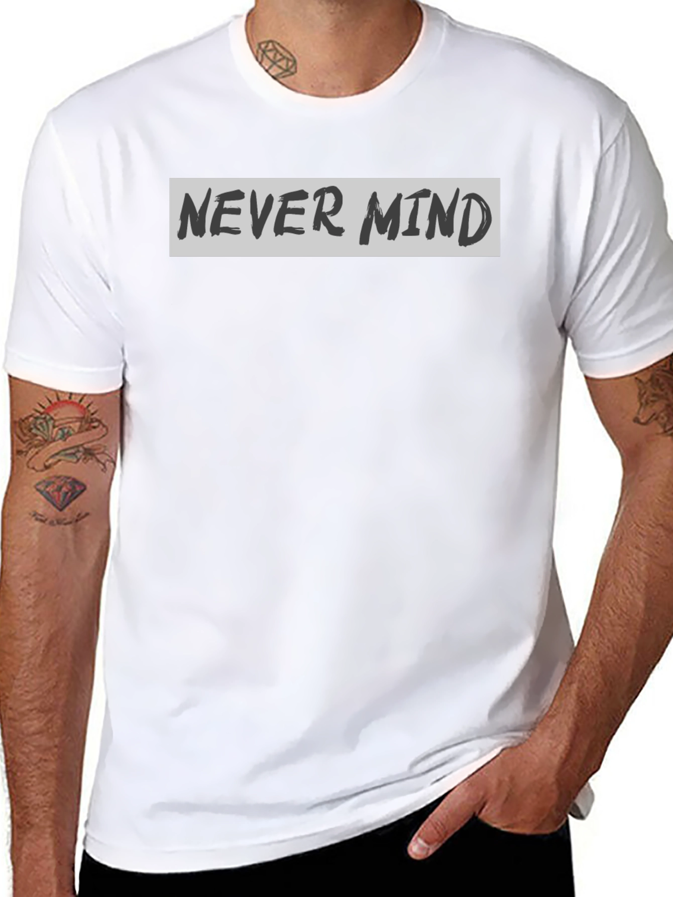 Never Mind Graphic Print Crew Neck T-Shirt