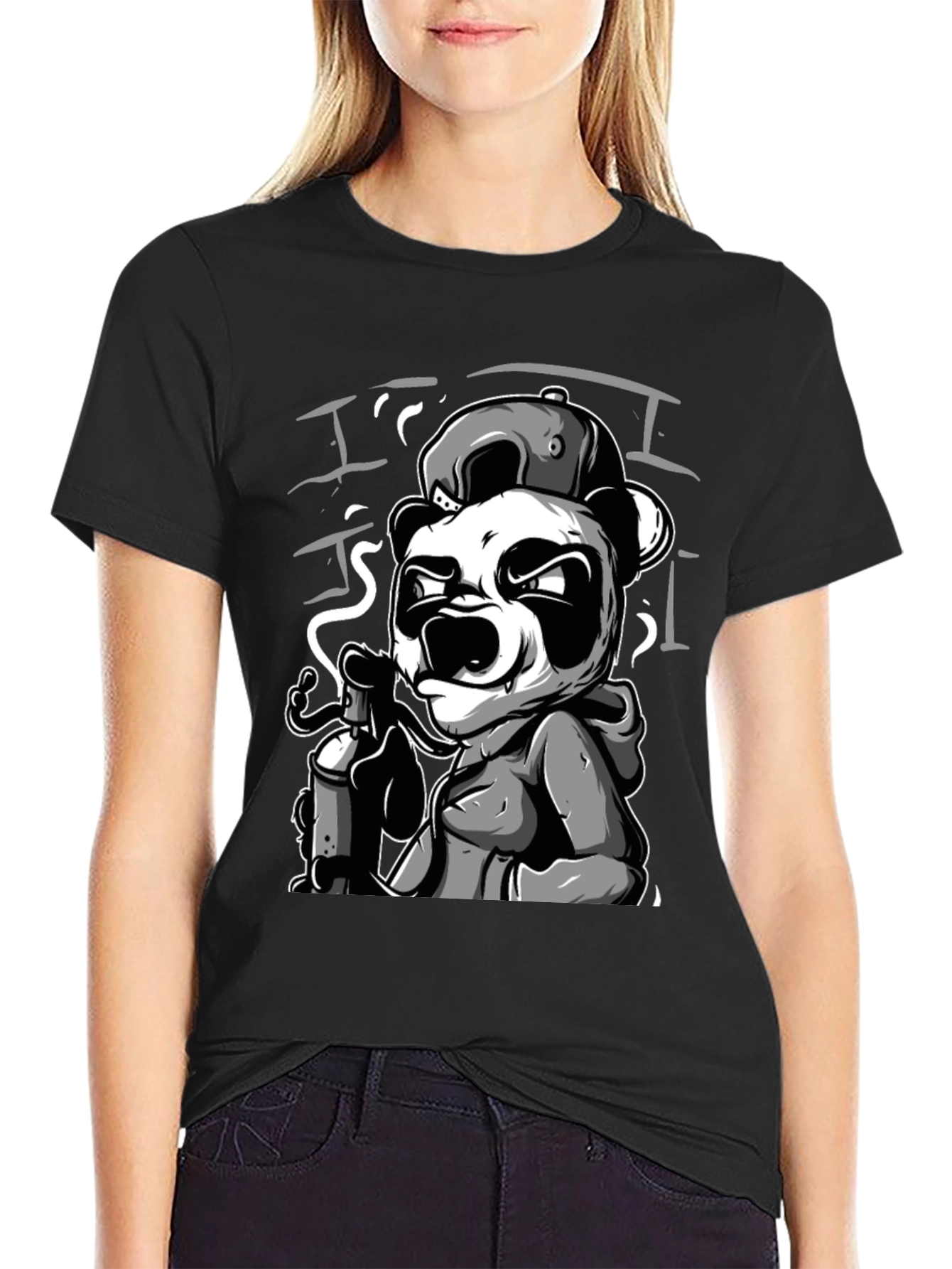 Cool Panda Graphic Print T-Shirt