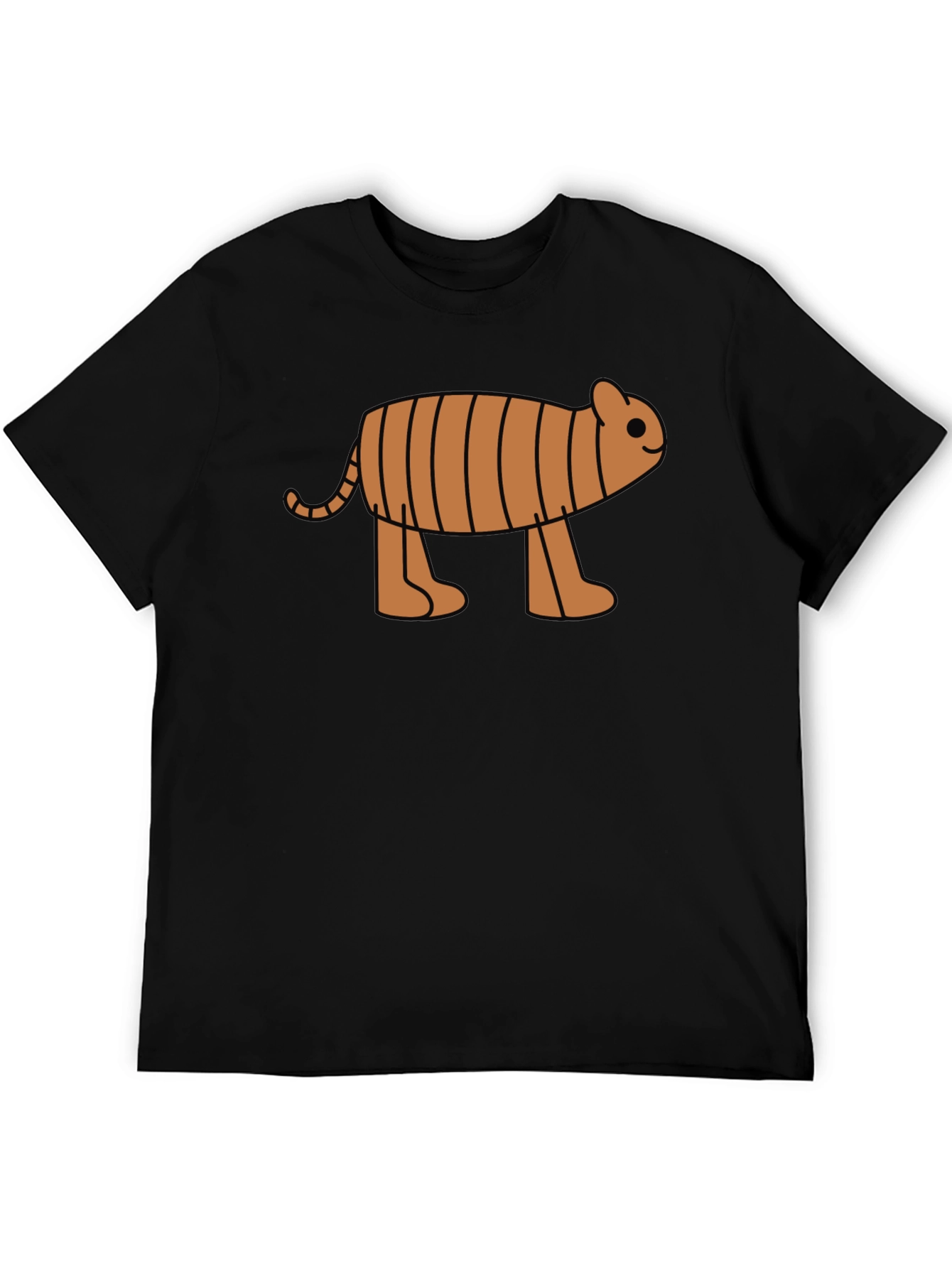 Cartoon Tiger Graphic Tee -  Black Cotton T-Shirt