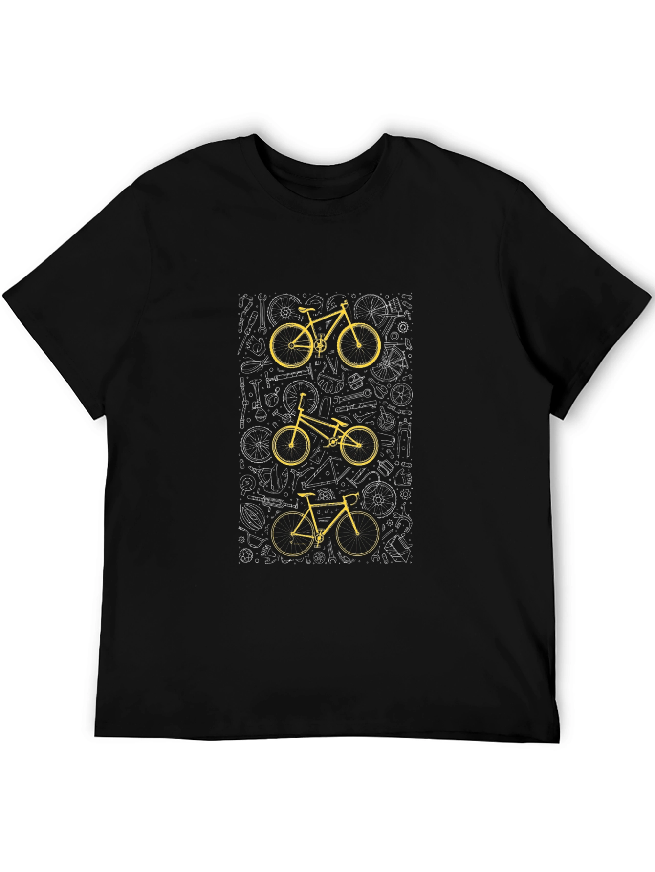 Cool Bicycle Print Black T-Shirt