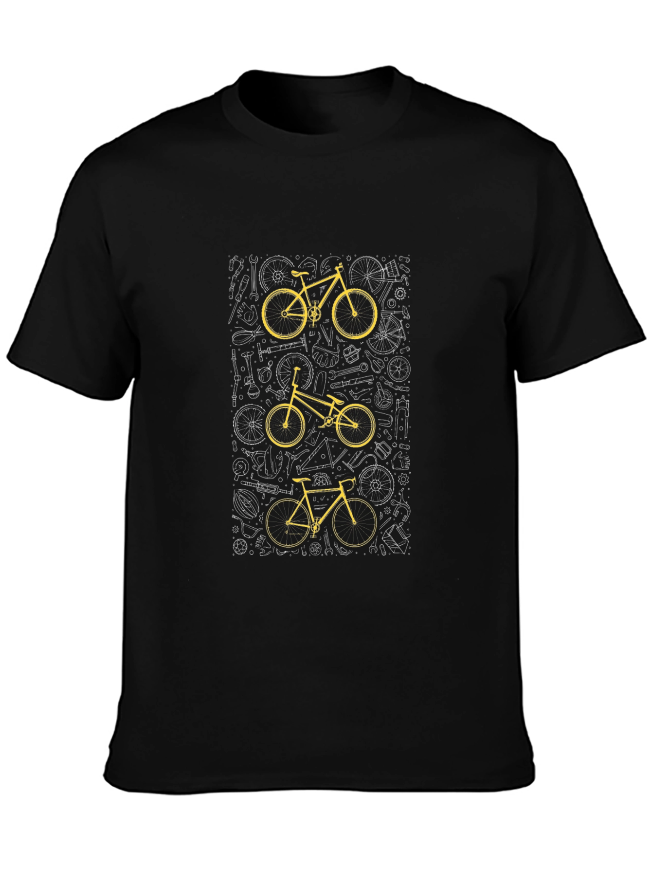 Cool Bicycle Print Black T-Shirt