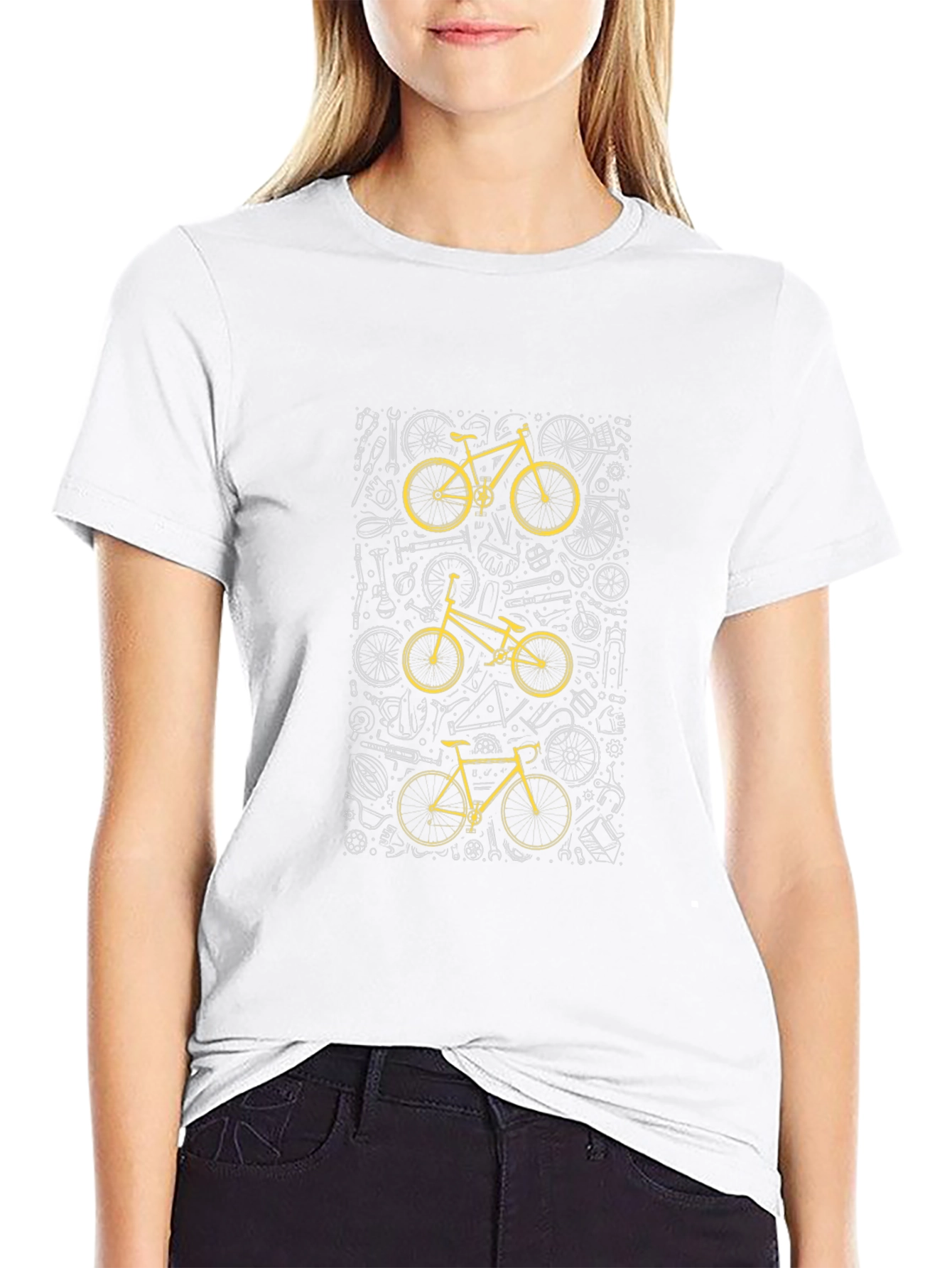Cool Bicycle Print Black T-Shirt