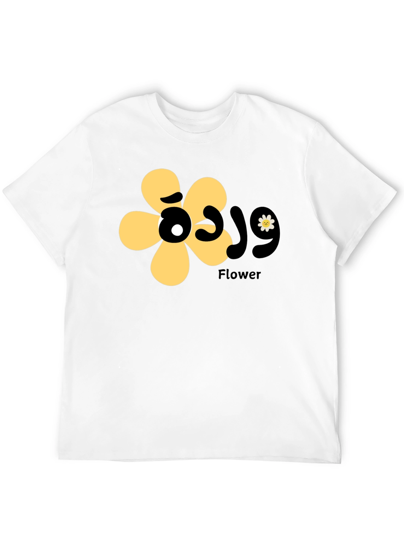 Black T-Shirt with Floral Graphic
