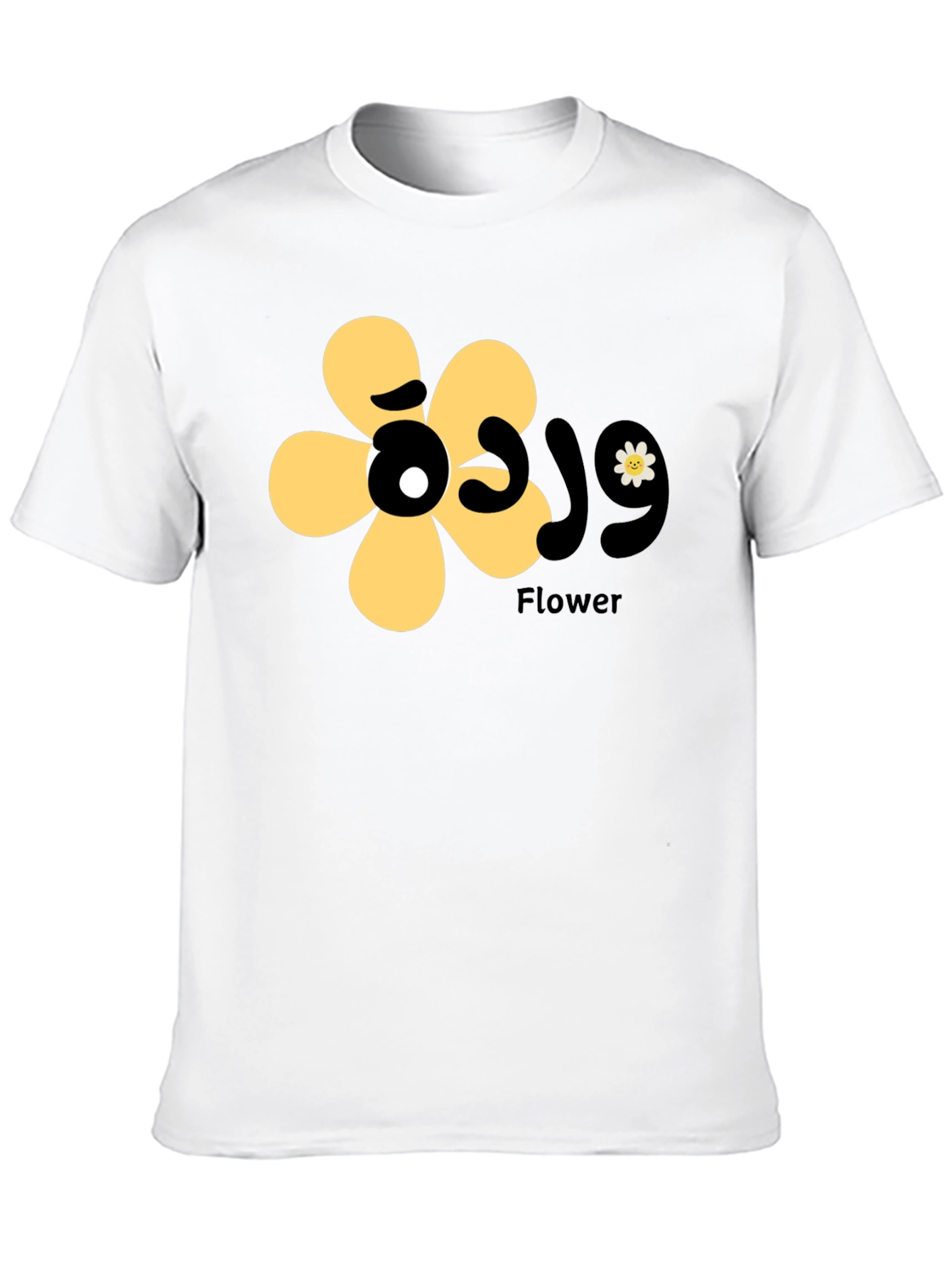 Black T-Shirt with Floral Graphic