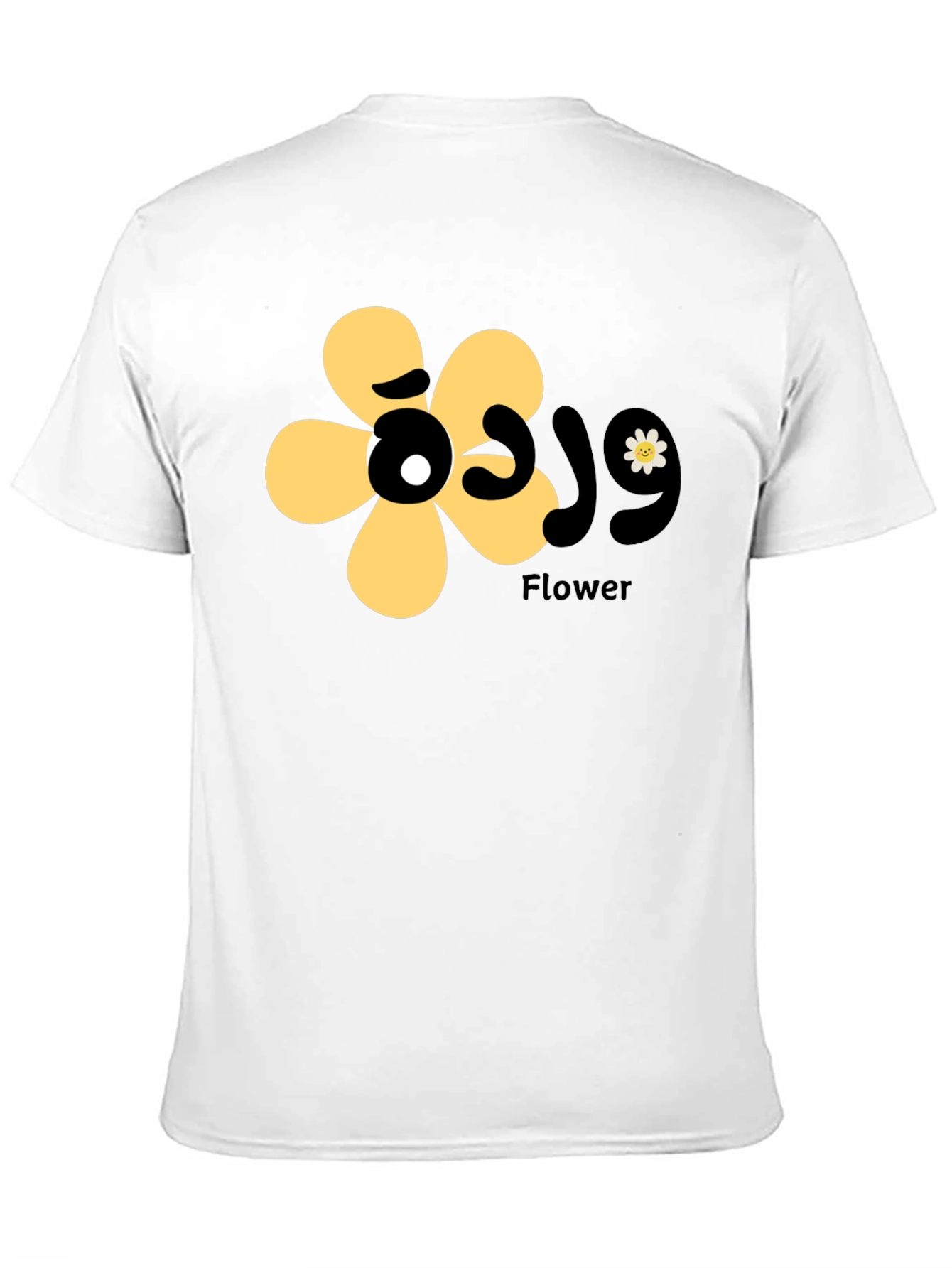Black T-Shirt with Floral Graphic