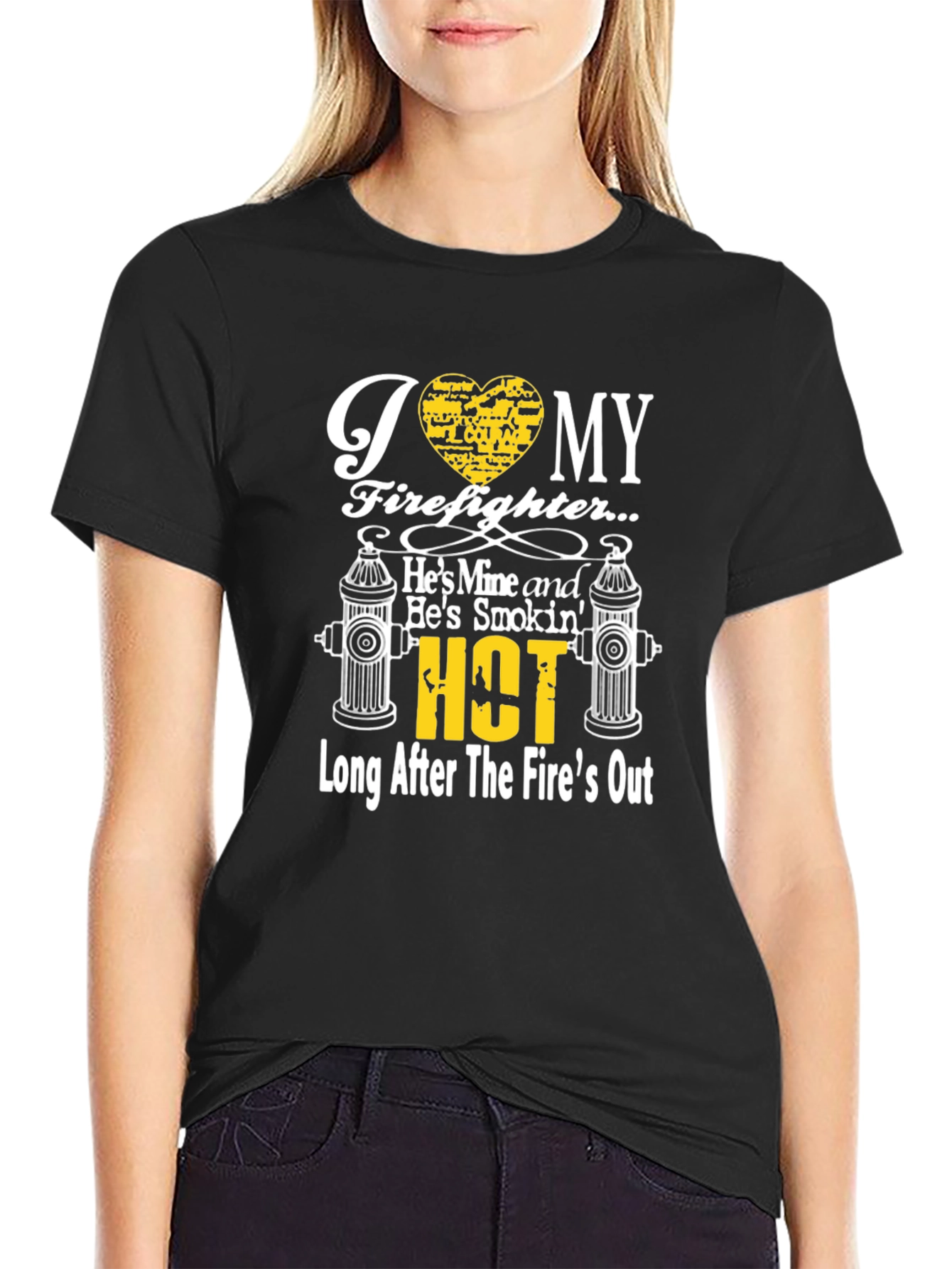 I Heart My Firefighter Graphic T-Shirt