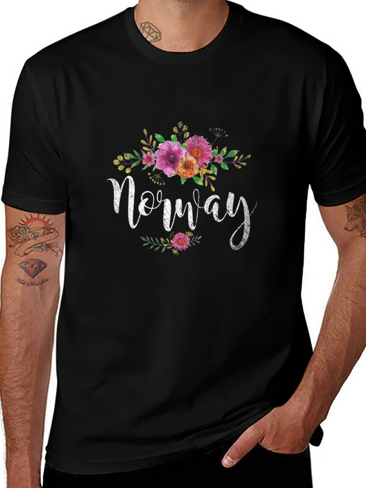 Norway Floral Graphic T-Shirt - Black Unisex