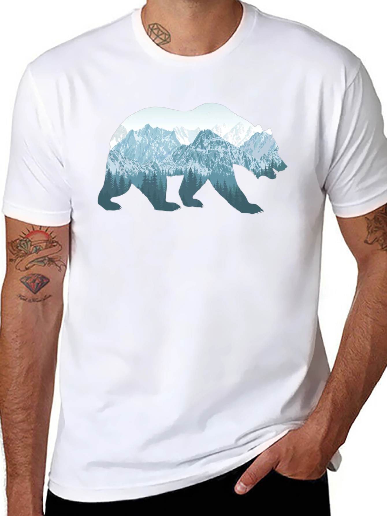 Nature Bear T-Shirt - Mens Black Graphic Tee