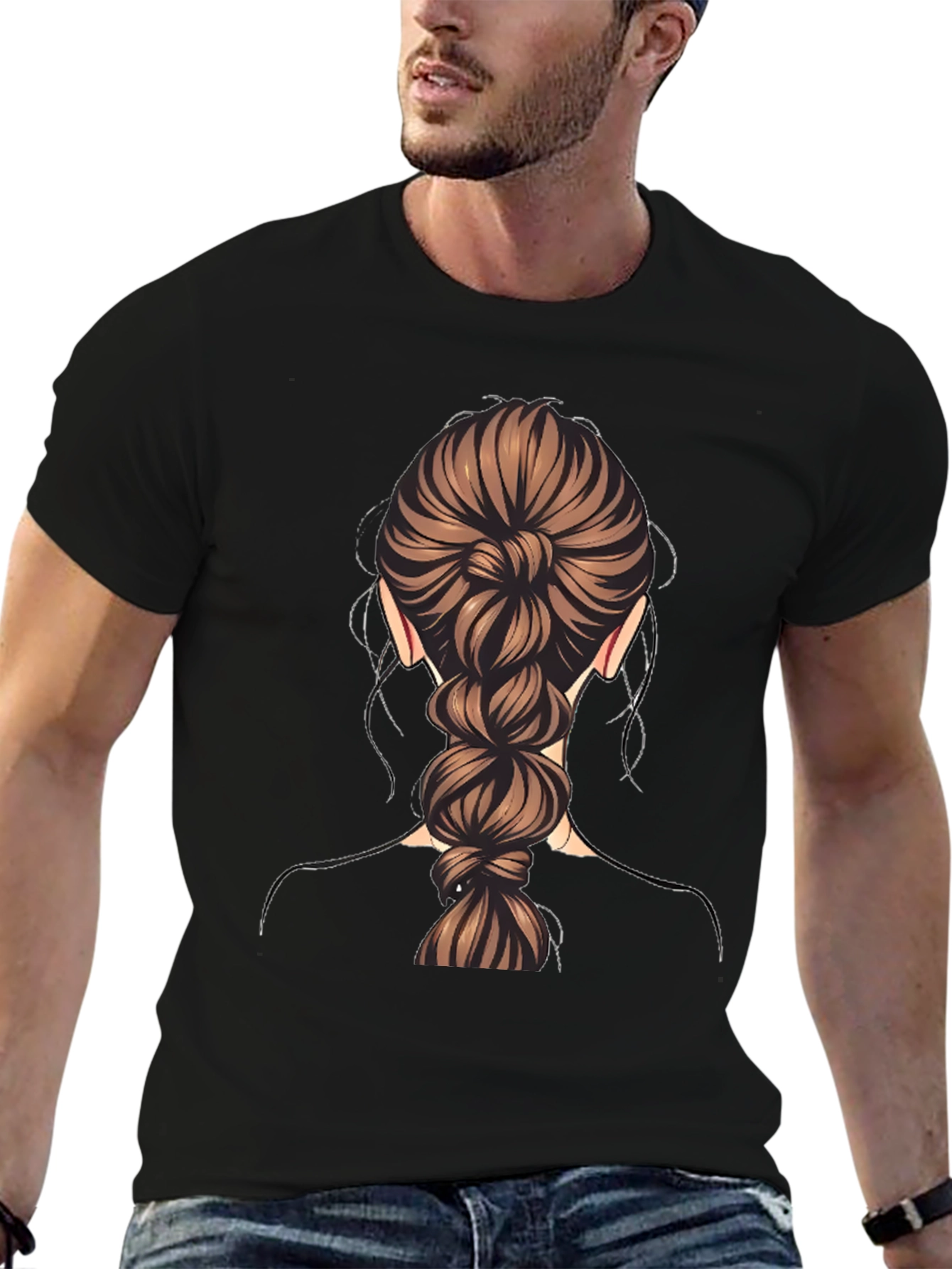 Braided Hair Graphic Tee - Stylish & Unique Design