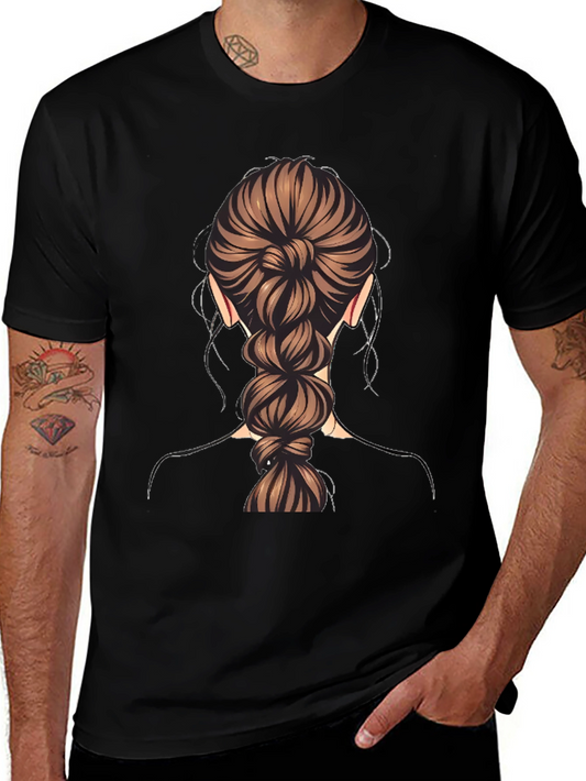 Braided Hair Graphic Tee - Stylish & Unique Design