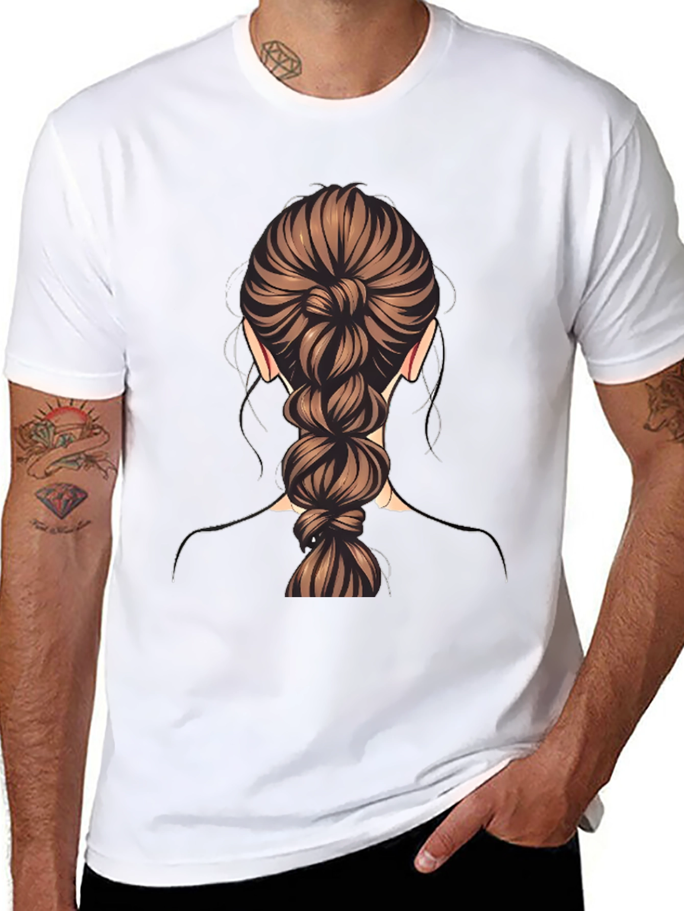 Braided Hair Graphic Tee - Stylish & Unique Design
