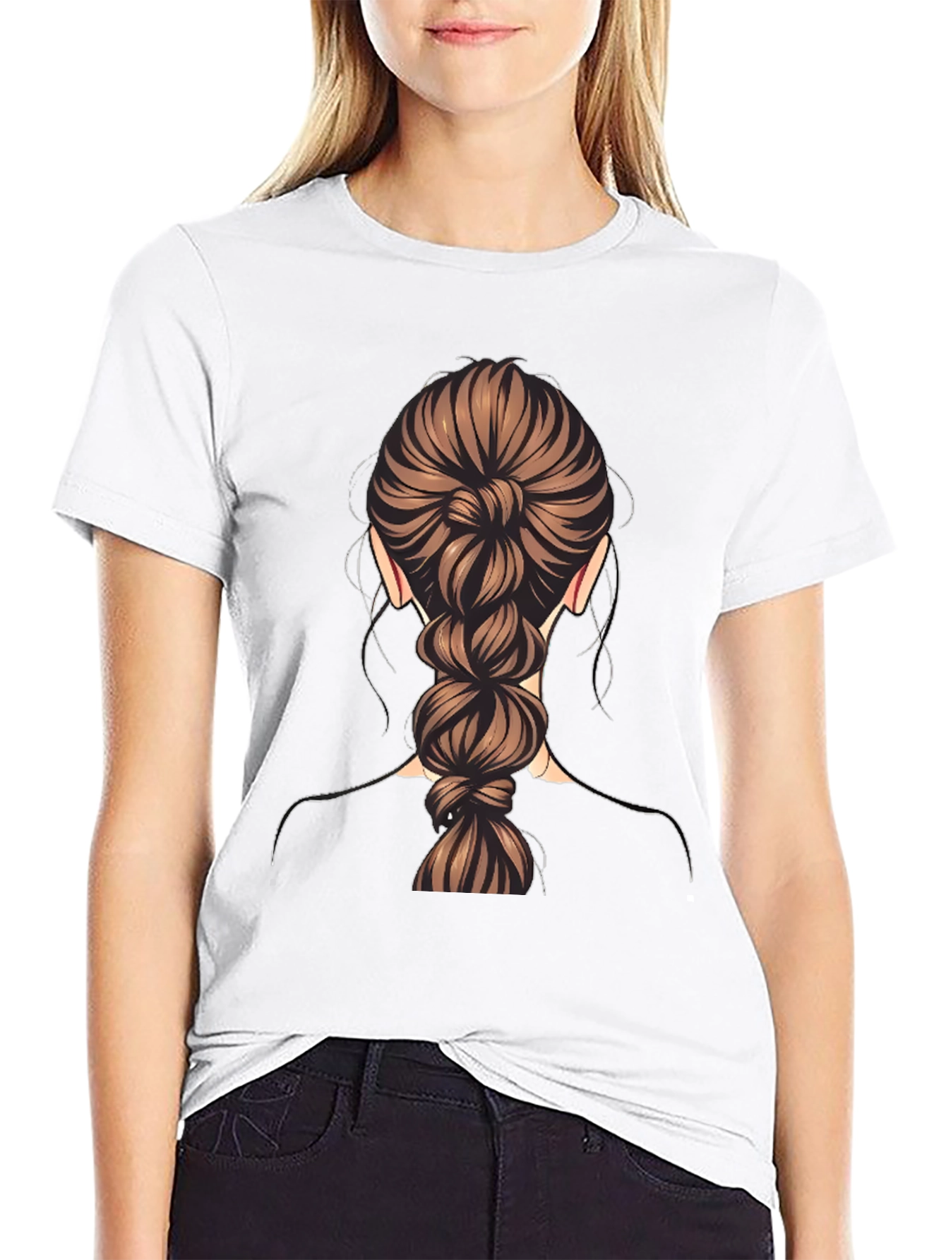 Braided Hair Graphic Tee - Stylish & Unique Design