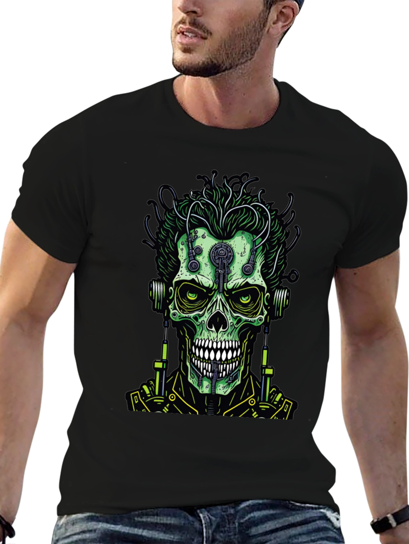 Cyberpunk Skull T-Shirt - Edgy Graphic Tee