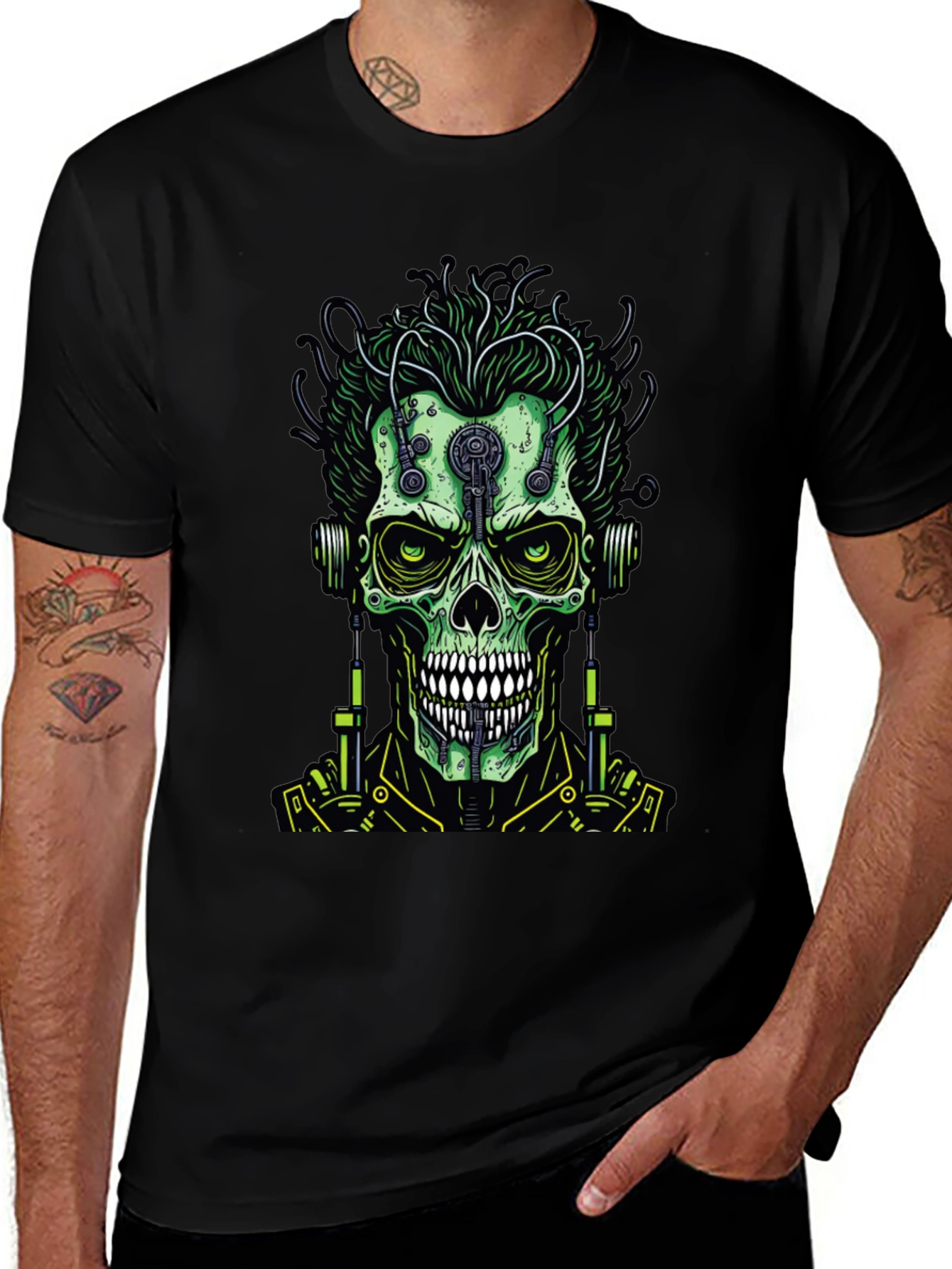 Cyberpunk Skull T-Shirt - Edgy Graphic Tee