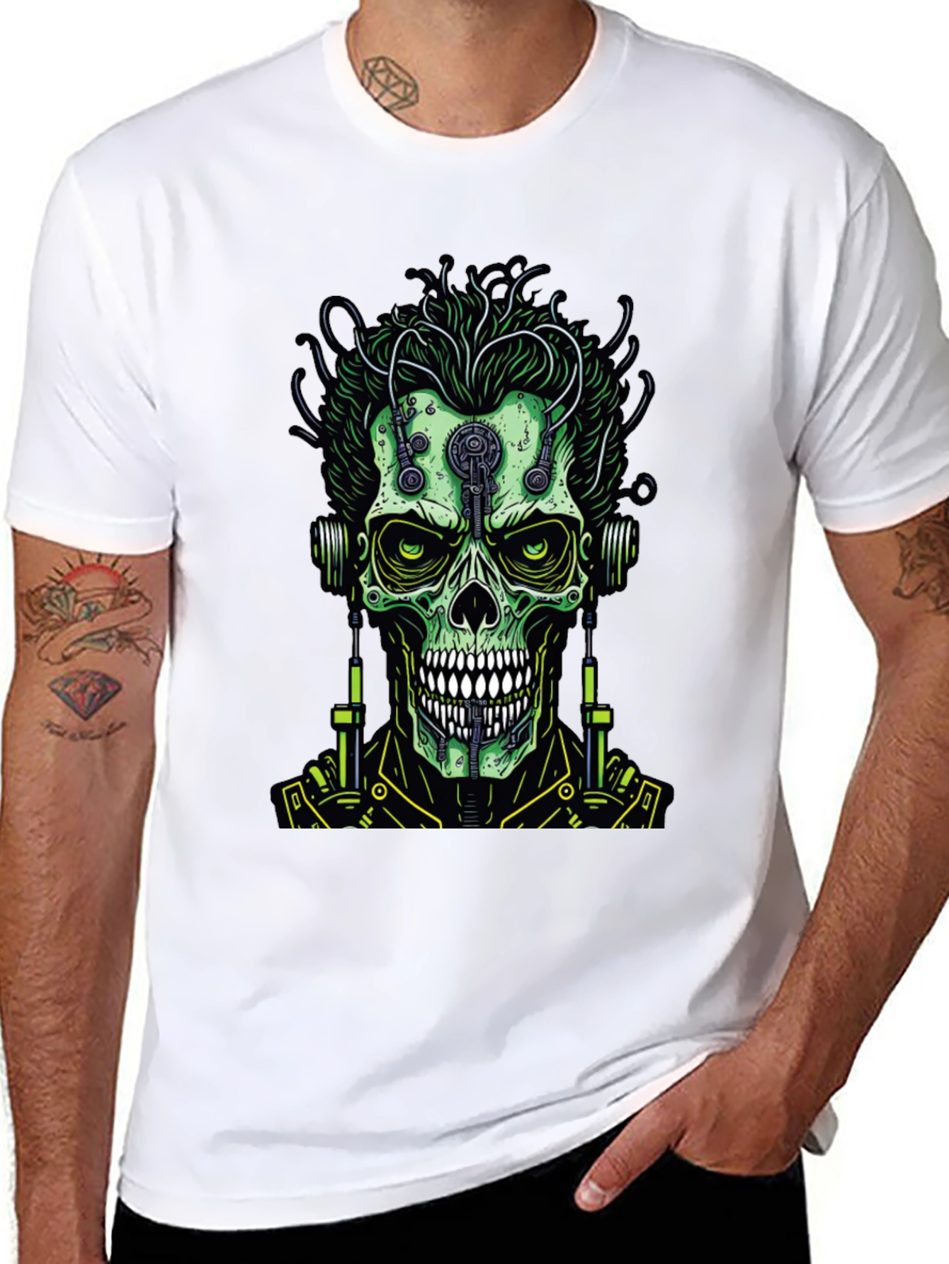 Cyberpunk Skull T-Shirt - Edgy Graphic Tee