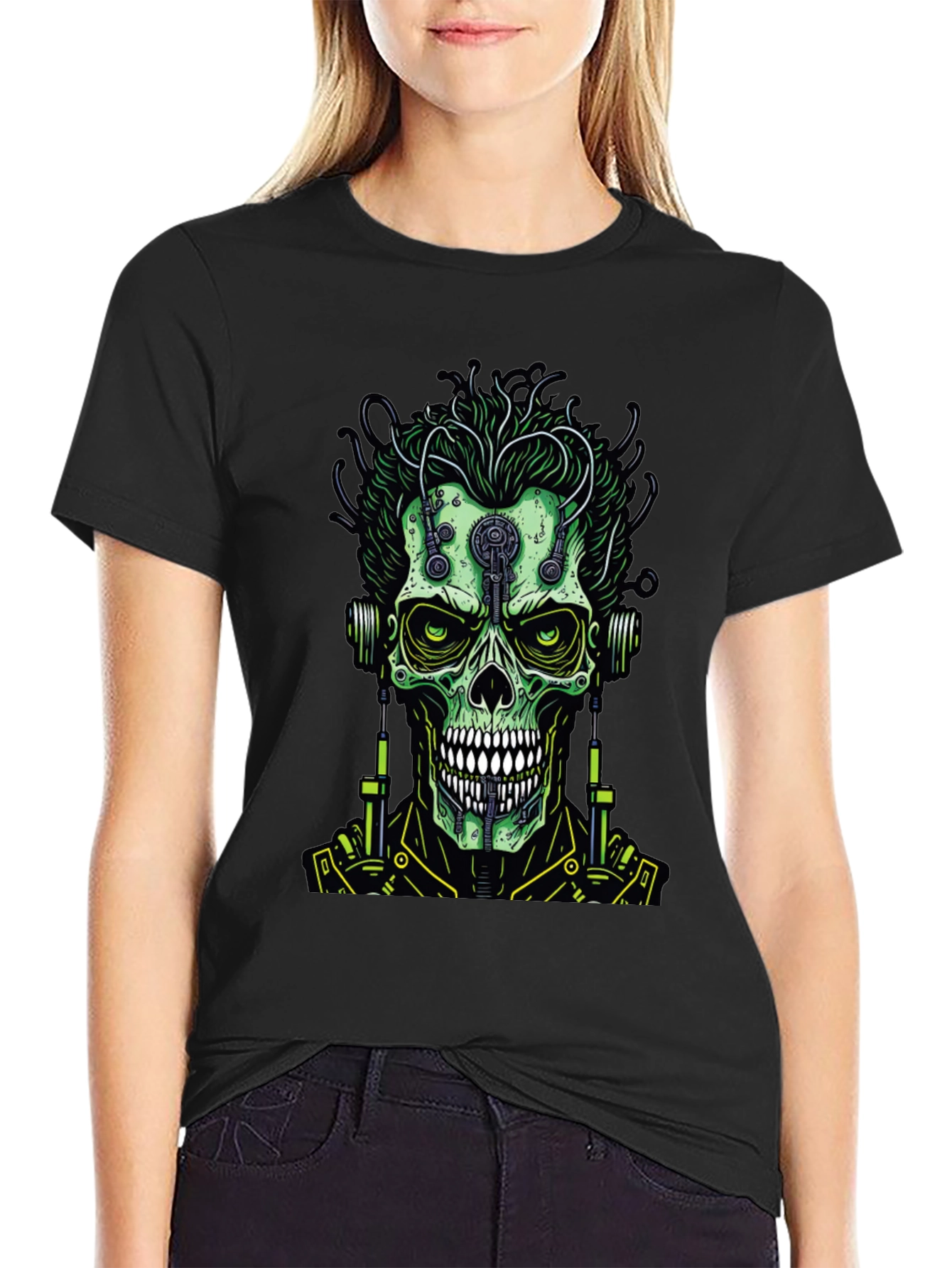Cyberpunk Skull T-Shirt - Edgy Graphic Tee