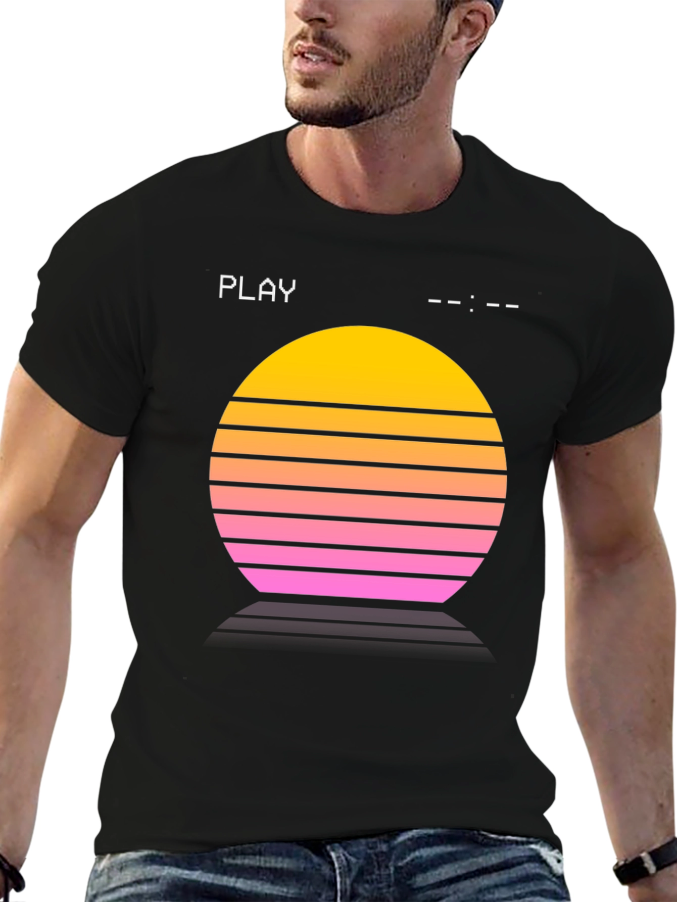 Retro Sunset Tee - Synthwave Style