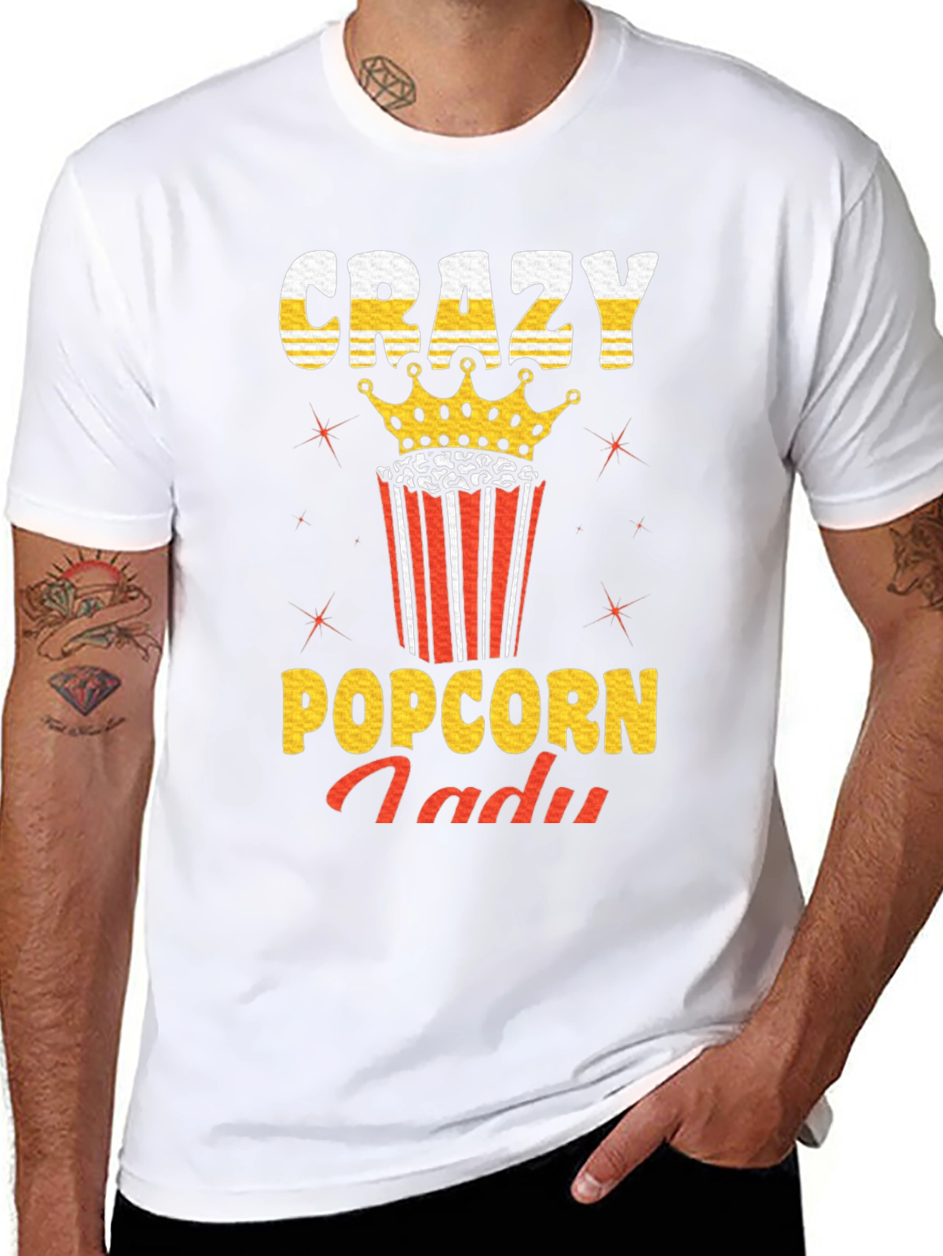Crazy Popcorn Lady Graphic T-Shirt