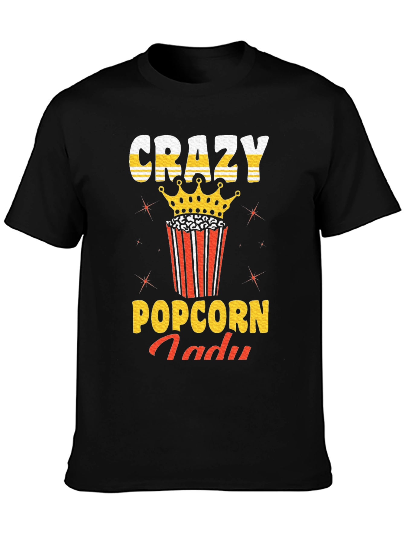 Crazy Popcorn Lady Graphic T-Shirt