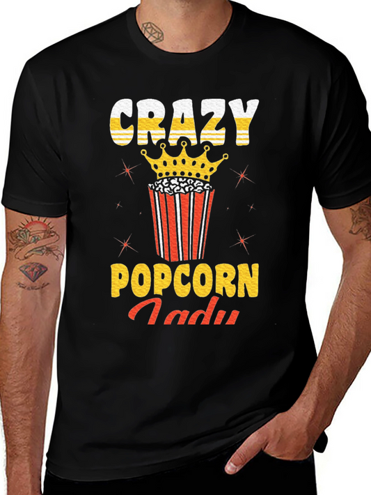 Crazy Popcorn Lady Graphic T-Shirt