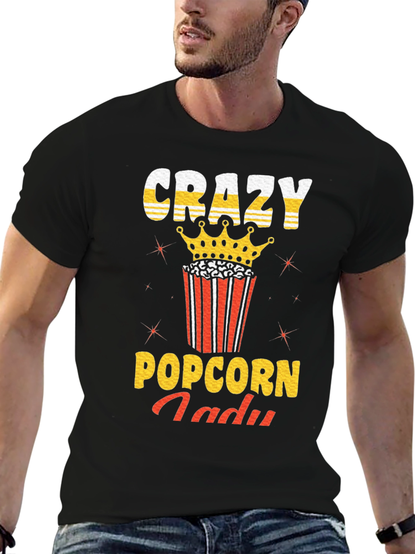 Crazy Popcorn Lady Graphic T-Shirt