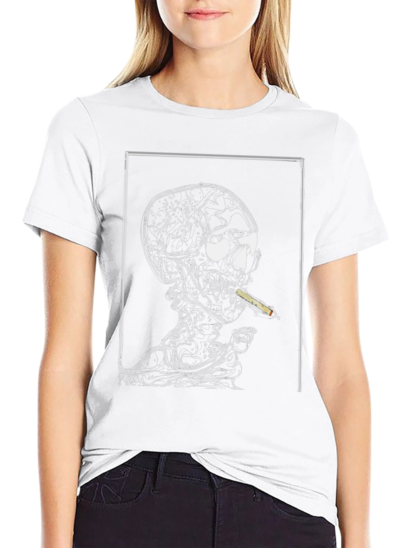 Skull Smoking Graphic T-Shirt - Black