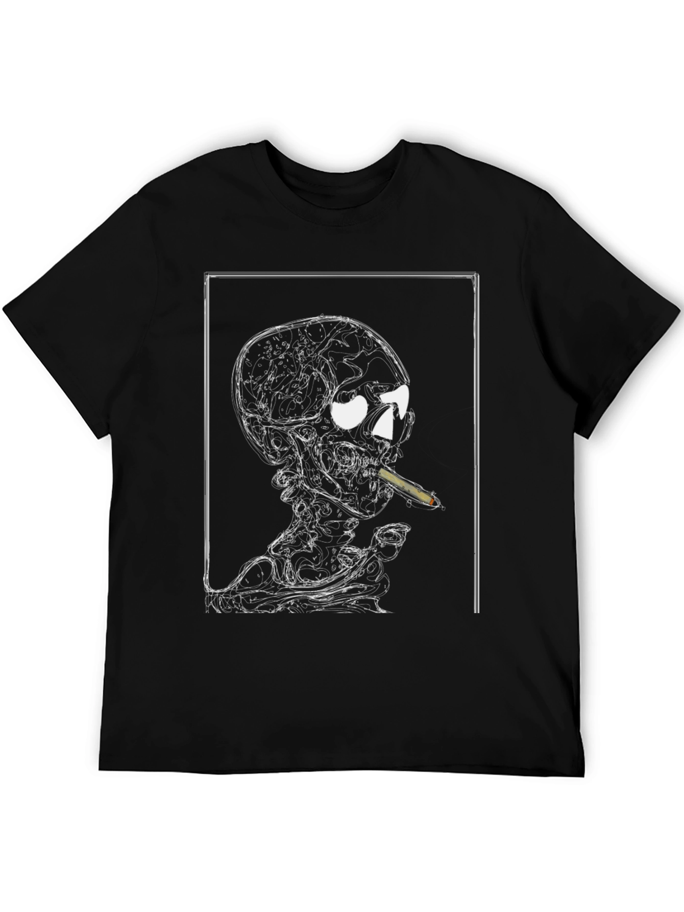 Skull Smoking Graphic T-Shirt - Black