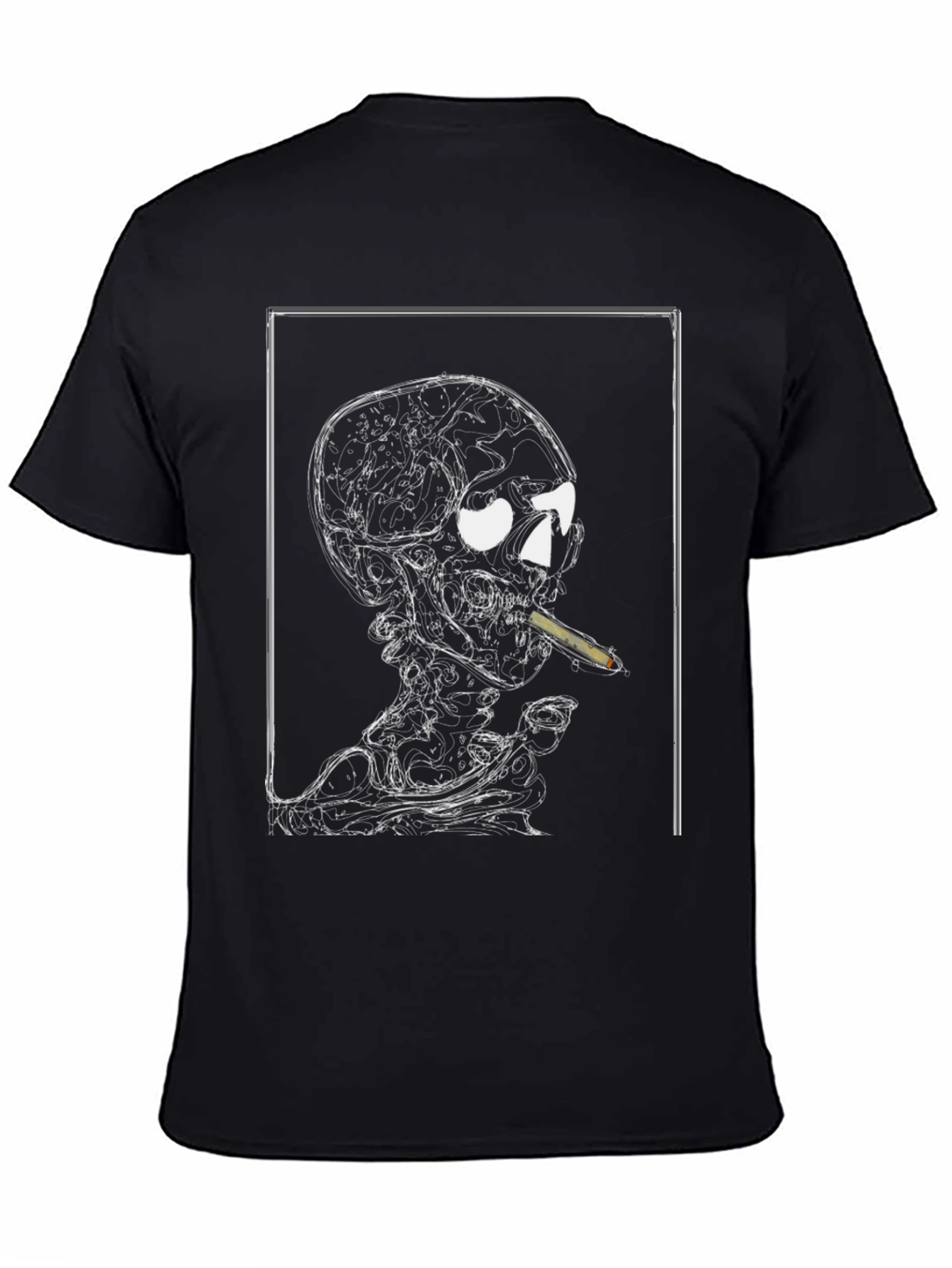 Skull Smoking Graphic T-Shirt - Black