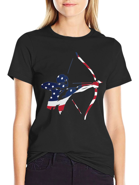 Patriotic Archer Graphic Tee - Black Cotton Blend