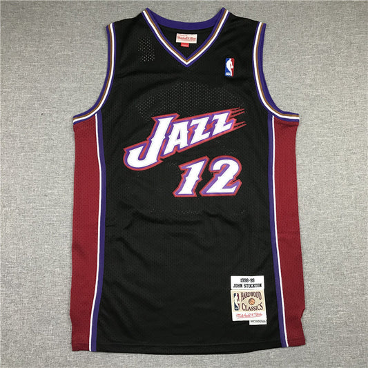 Men's Utah Jazz John Stockton Black 1998-99 Hardwood Classics Swingman Jerseys