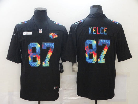 Men's Kansas City Chiefs #87 Travis Kelce Black Game Jerseys