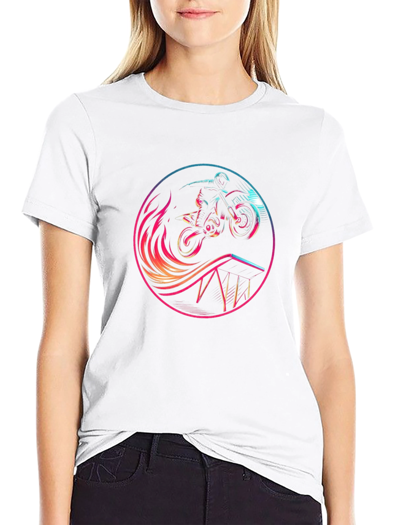Motocross Rider Graphic Tee - Stylish Black T-Shirt