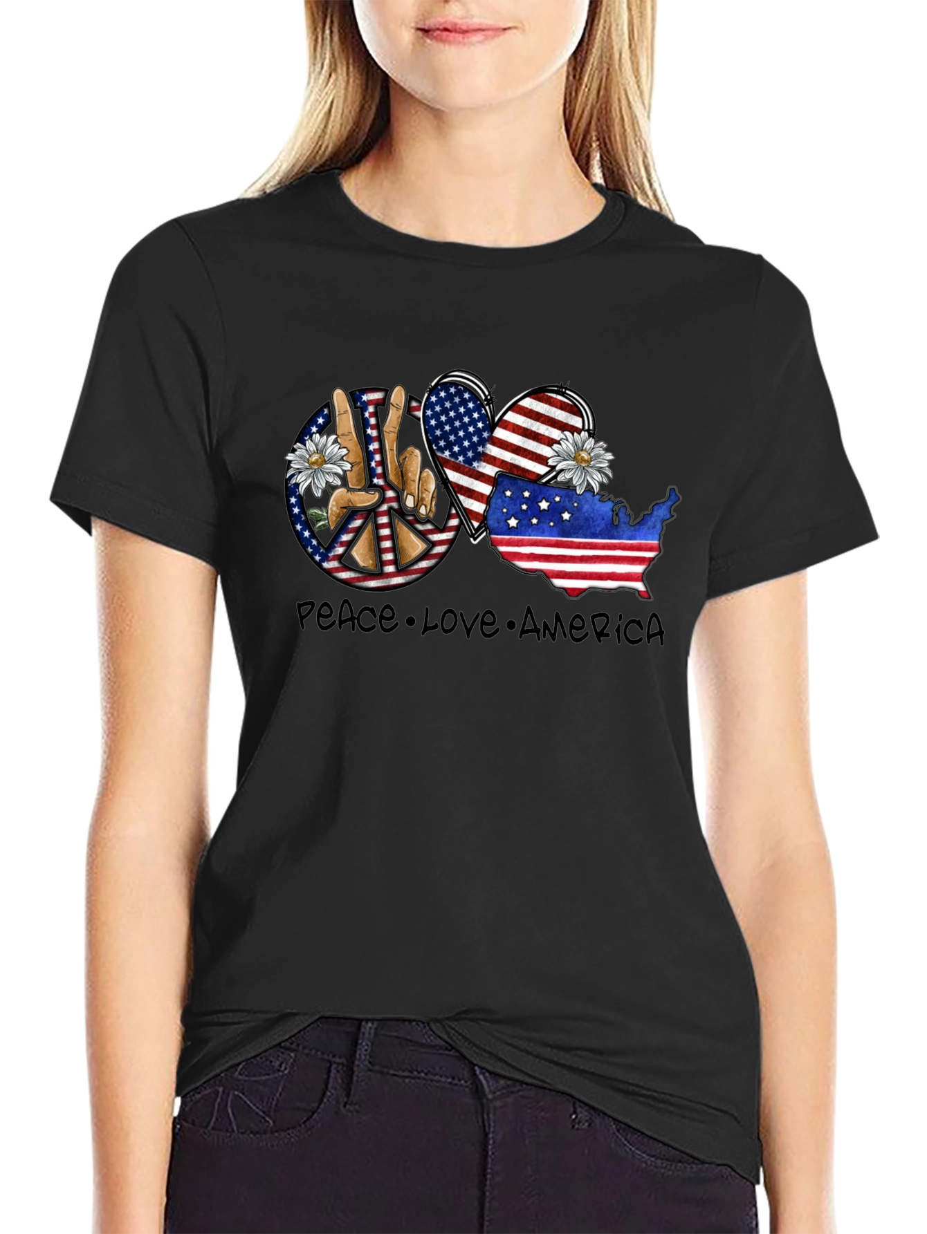 Peace Love America Graphic T-Shirt