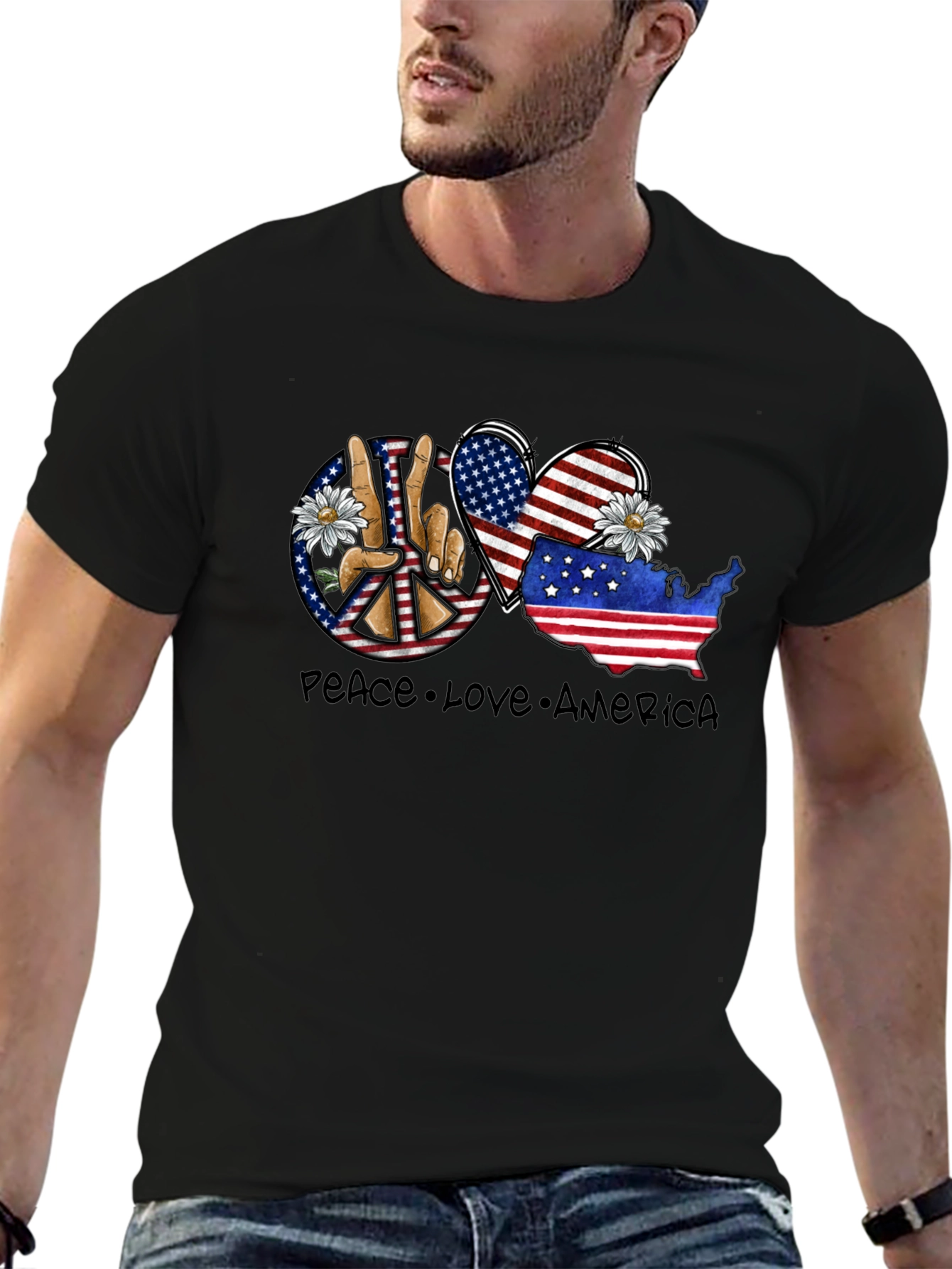 Peace Love America Graphic T-Shirt