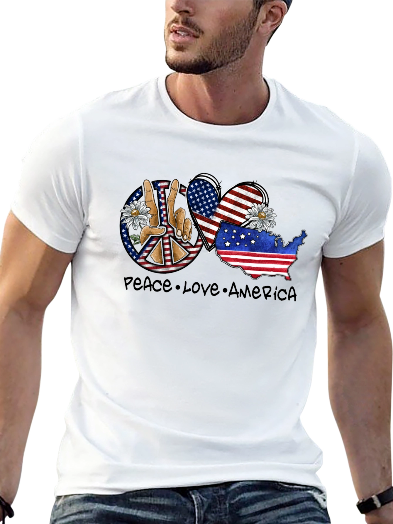 Peace Love America Graphic T-Shirt