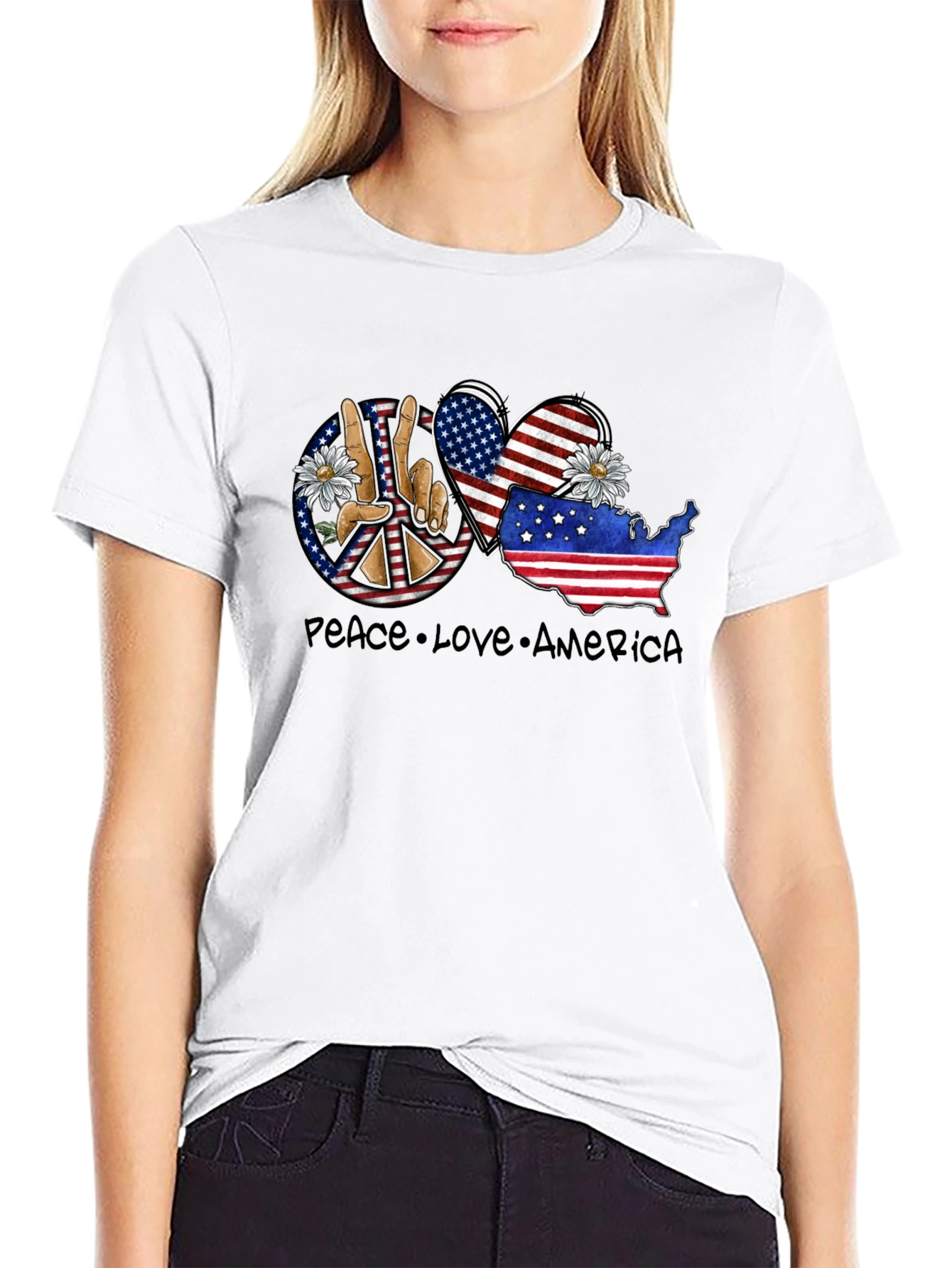 Peace Love America Graphic T-Shirt