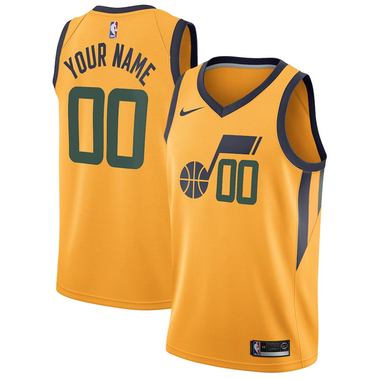 Men's Utah Jazz Yellow Swingman Custom Jerseys - Statement Edition