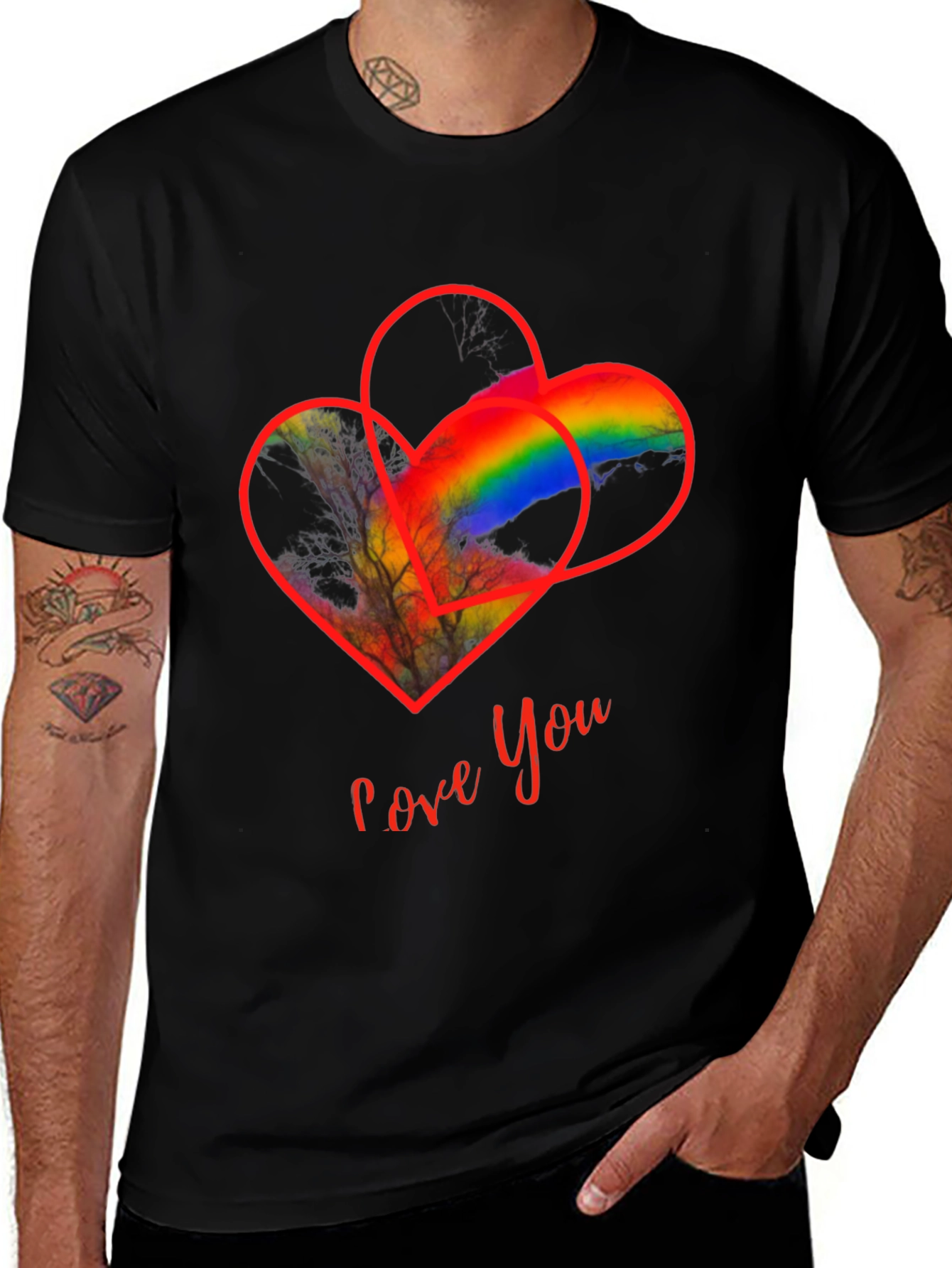 Love You Heart Rainbow Graphic Tee