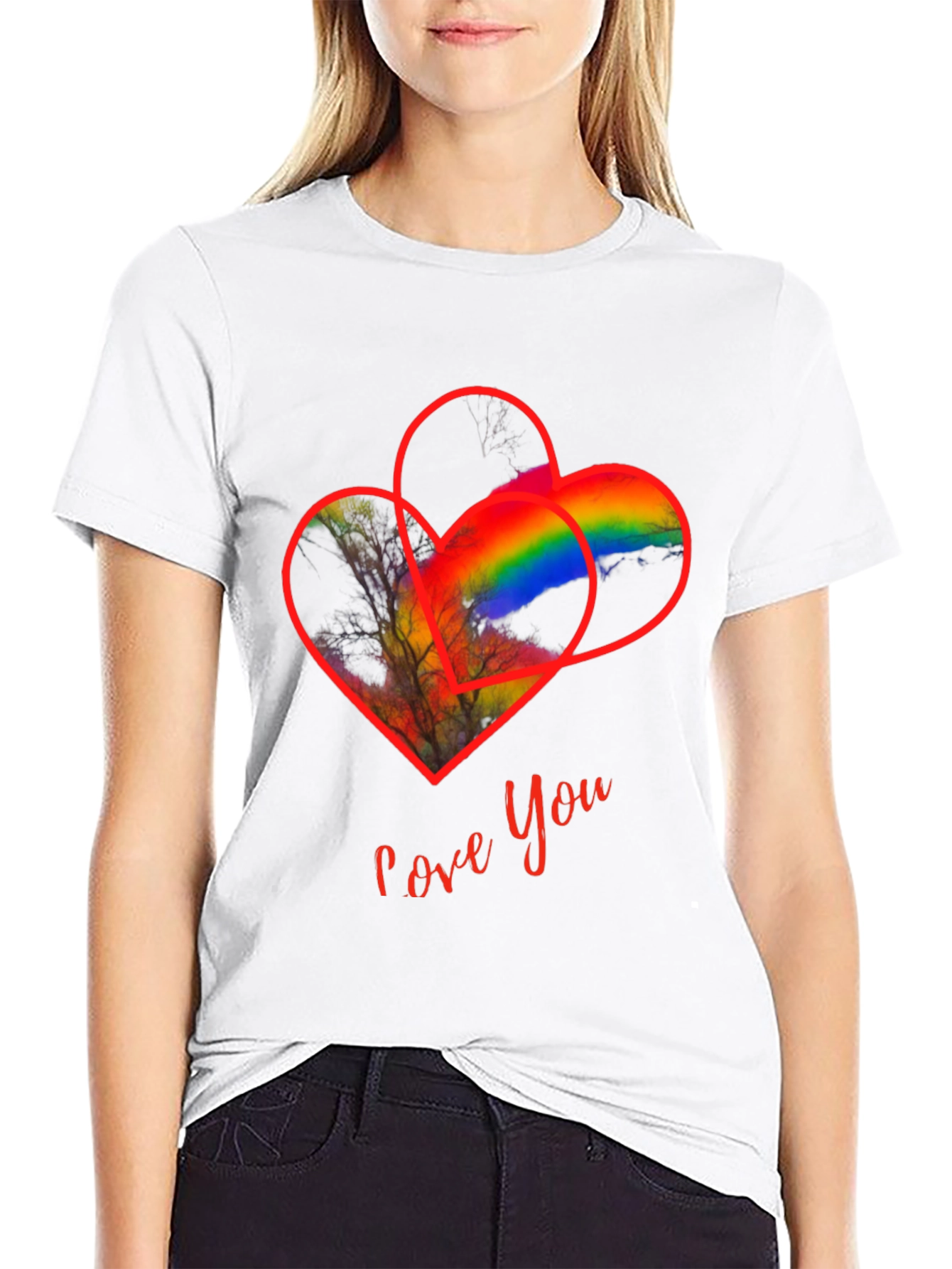 Love You Heart Rainbow Graphic Tee